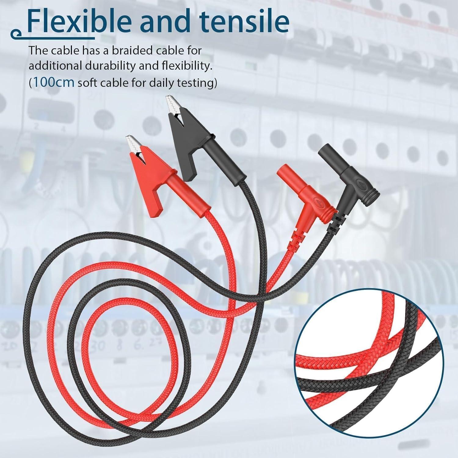 Cable de Prueba Banana Angulado a Clip Cocodrilo 1m 15A 1000V