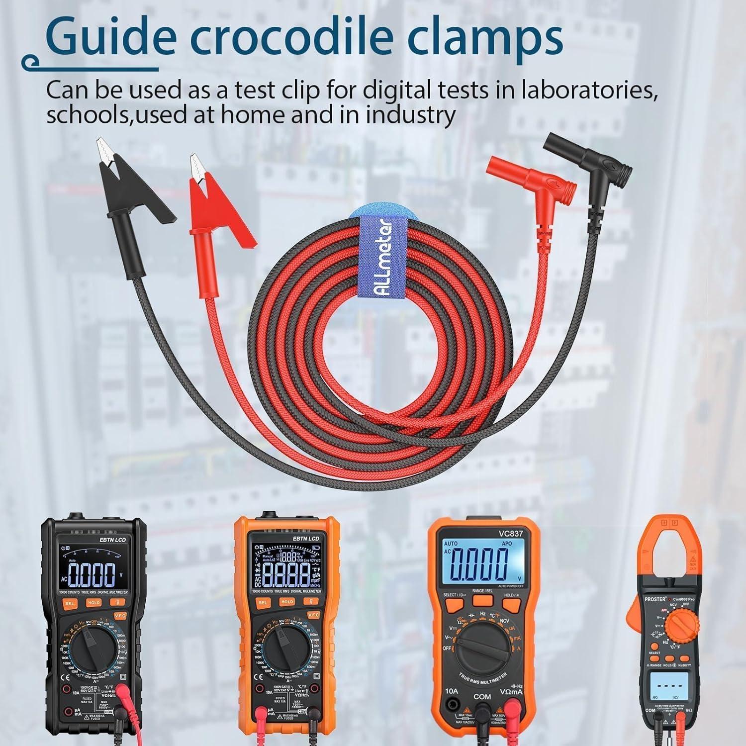 Cable de Prueba Banana Angulado a Clip Cocodrilo 1m 15A 1000V