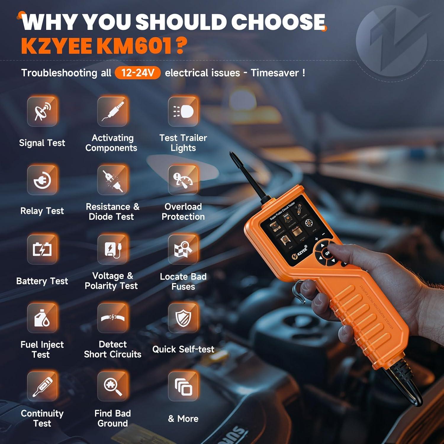 KZYEE KM601 Kit de Sonda de Corriente 12V-24V Multímetro