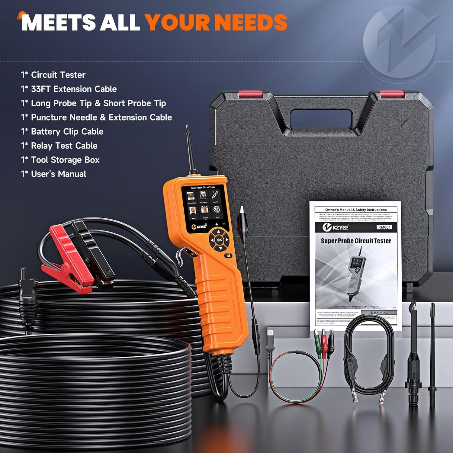 KZYEE KM601 Kit de Sonda de Corriente 12V-24V Multímetro