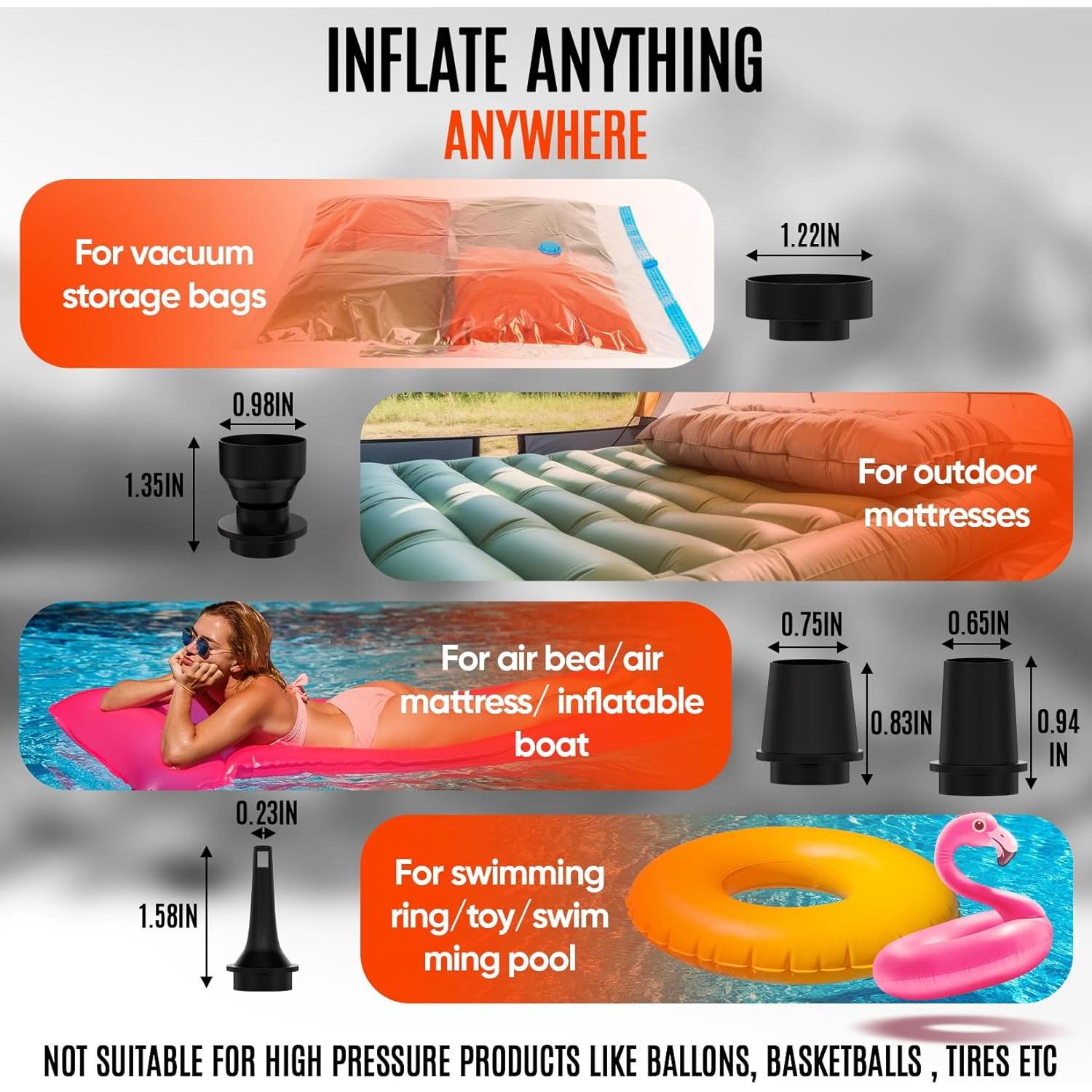 Bomba de Aire Portátil TIALLY 2023 - Recargable USB, 180 LPM