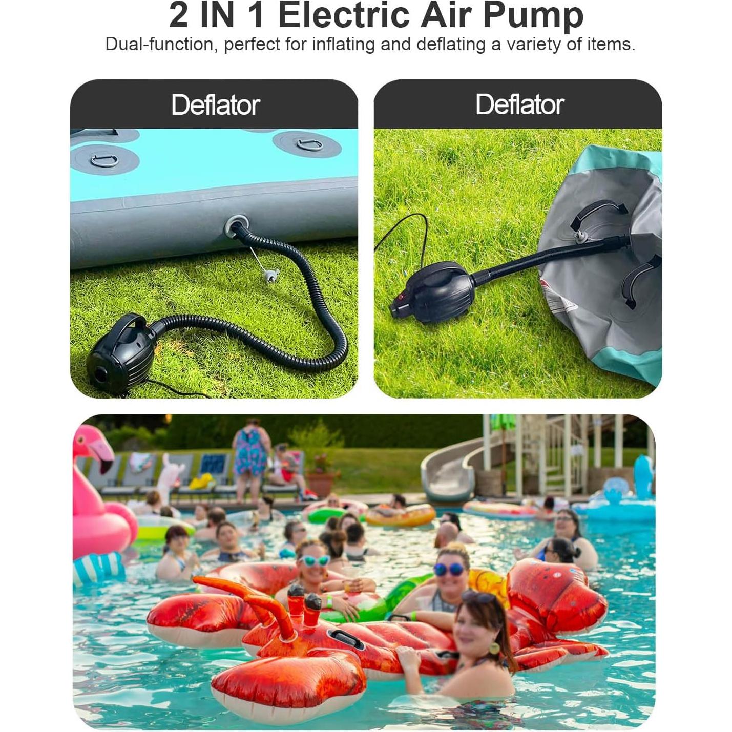 Bomba de Aire Eléctrica VEBESYET 400W Inflador/Desinflador 4 Boquillas