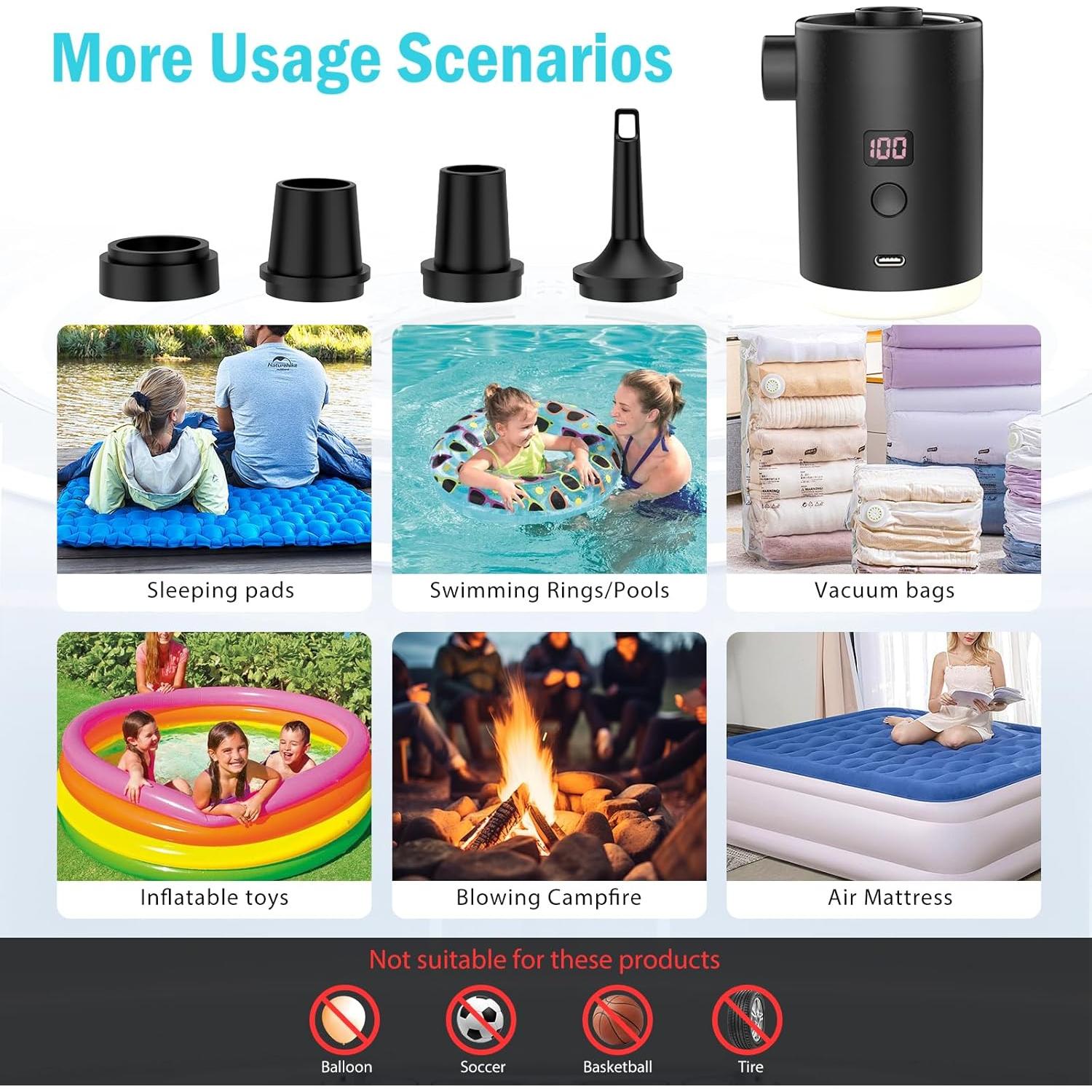 Bomba de Aire Portátil VUDIKEJ 4000mAh con Luz LED