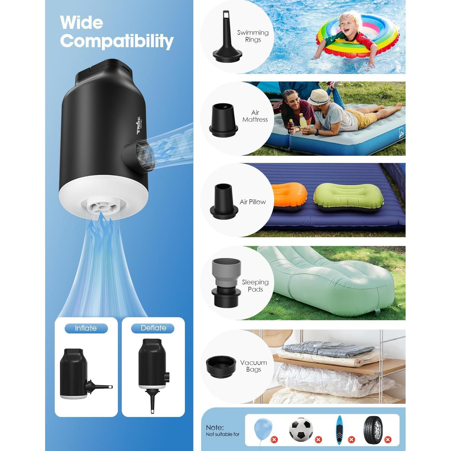 Bomba de Aire Portátil TRILINK 1800mAh con Luz LED