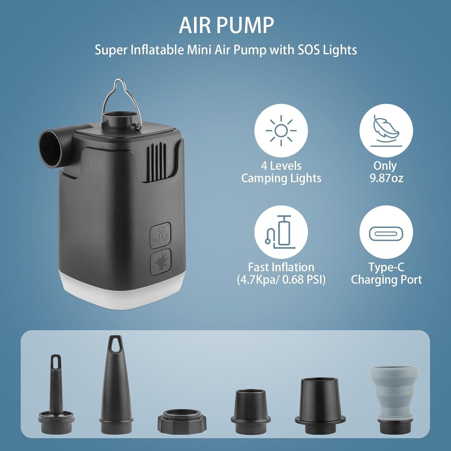 Bomba de Aire Portátil XINBAOHONG H9727 con Luz LED 4000mAh