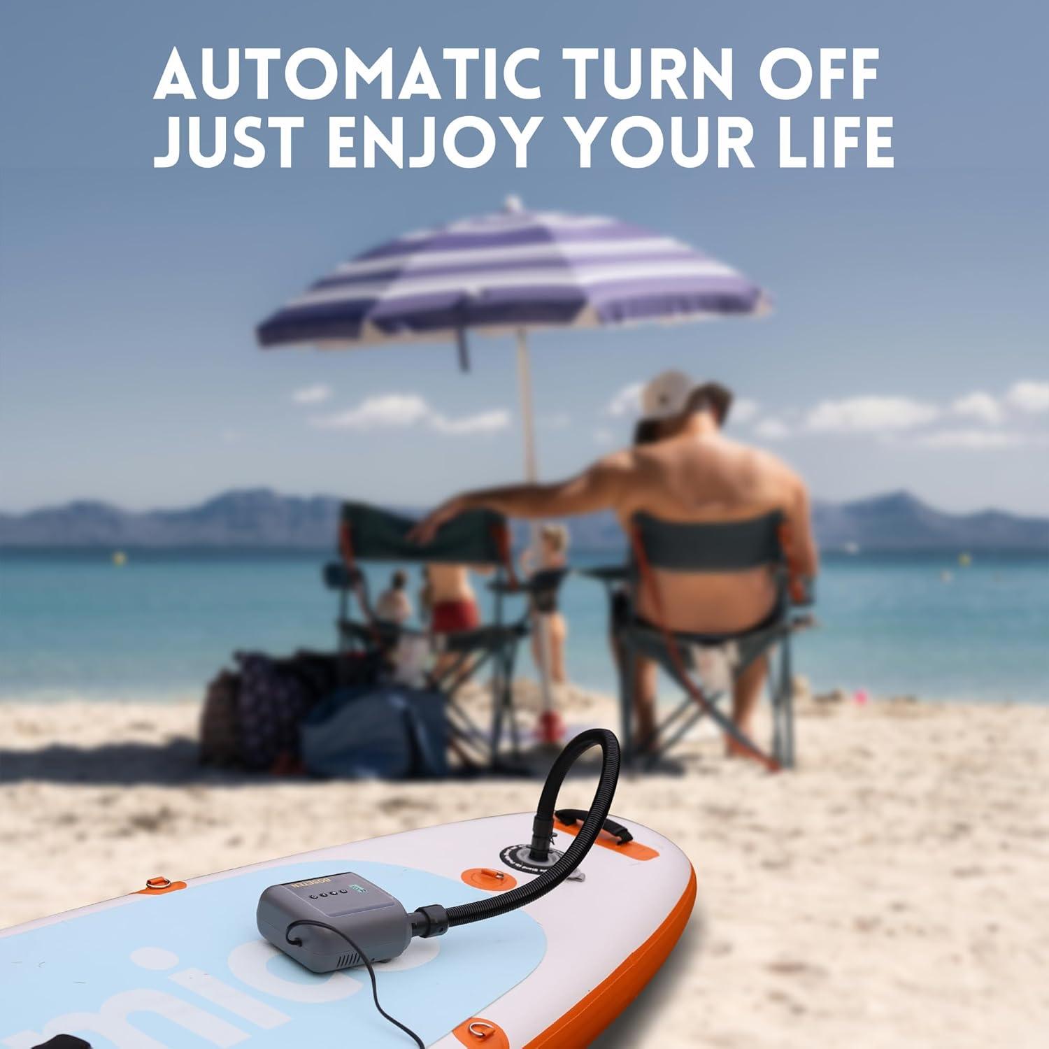 Bomba de Aire Eléctrica SUP Boseten 12V con Desinflado Automático