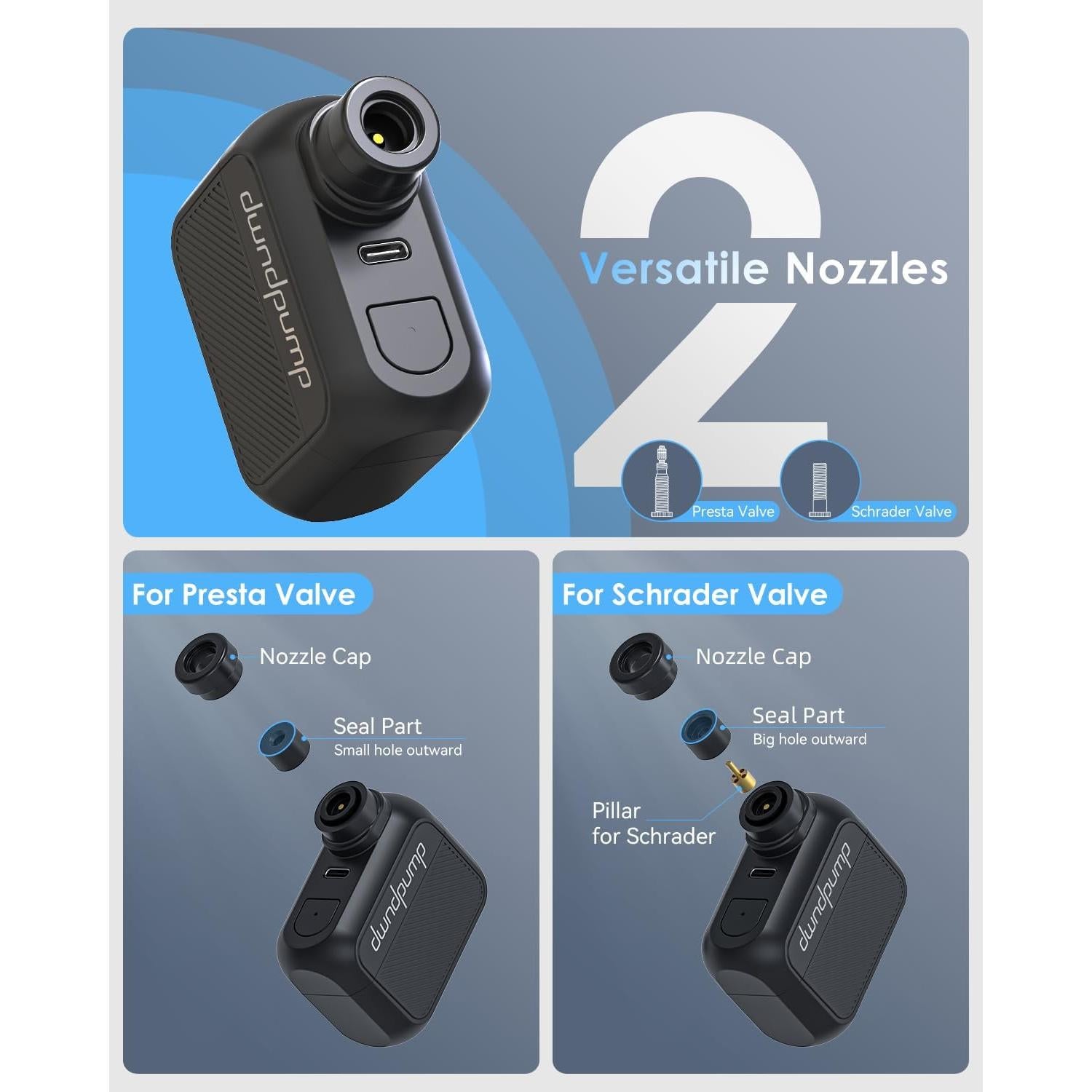 Bomba de Bicicleta Eléctrica dwndpump DP4 100 PSI Portátil