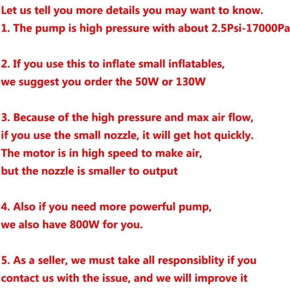 Bomba de Aire Eléctrica BOMPOW 600W 20L/min para Inflables