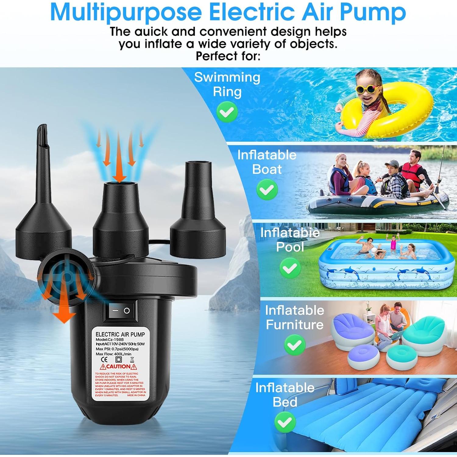 Bomba de Aire Eléctrica StarOcean 110V con 3 Boquillas