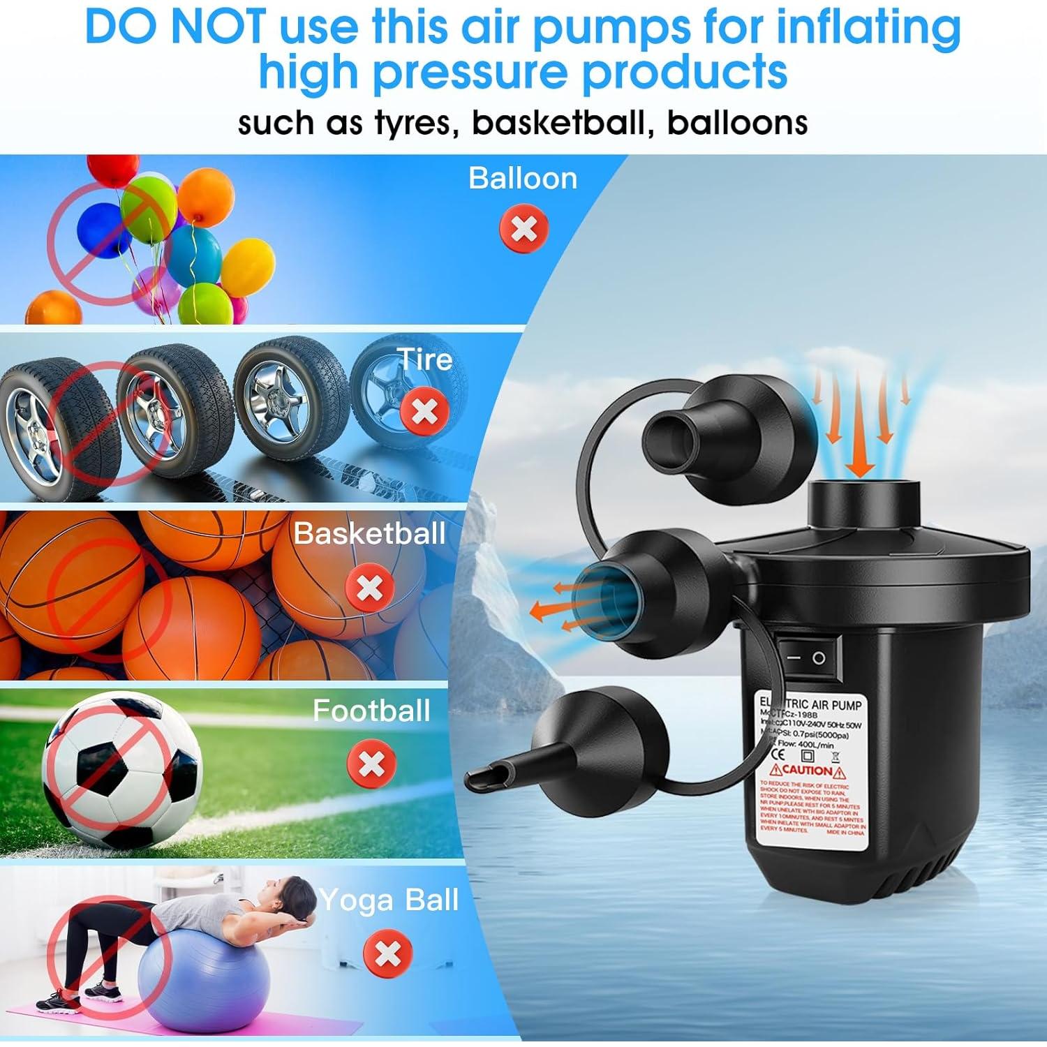 Bomba de Aire Eléctrica StarOcean 110V con 3 Boquillas