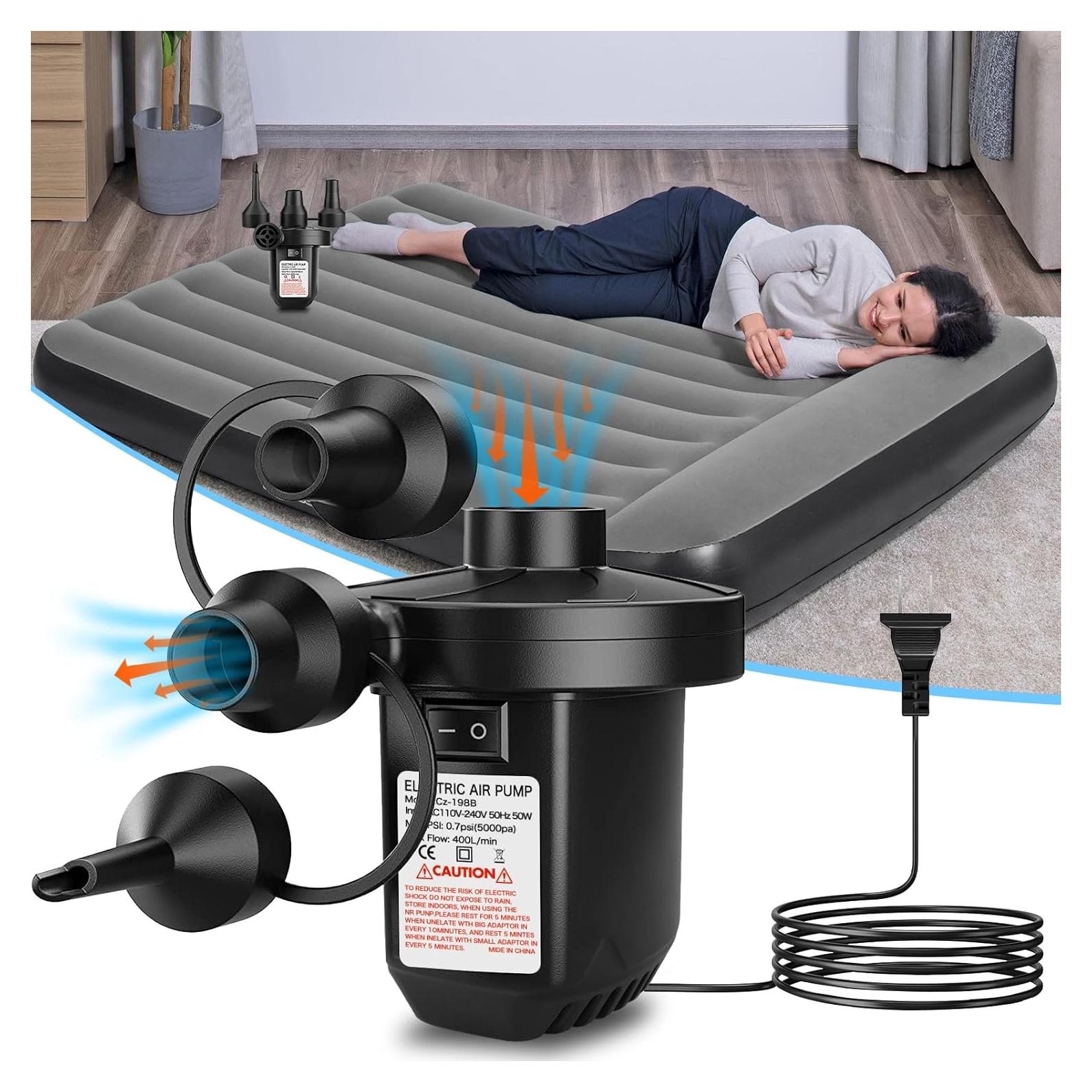 Bomba de Aire Eléctrica FunBy 400 LPM - Portátil con 3 Boquillas