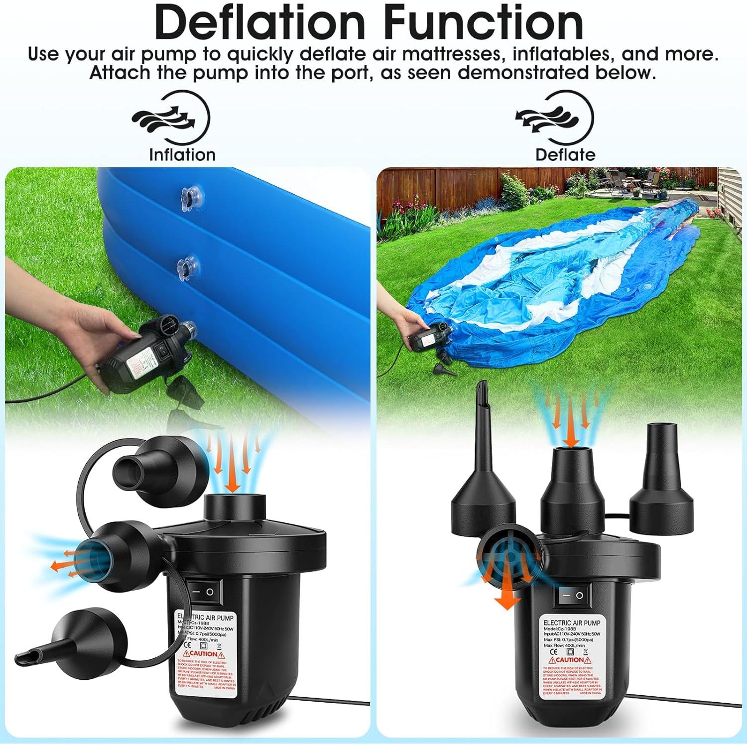 Bomba de Aire Eléctrica FunBy 400 LPM - Portátil con 3 Boquillas