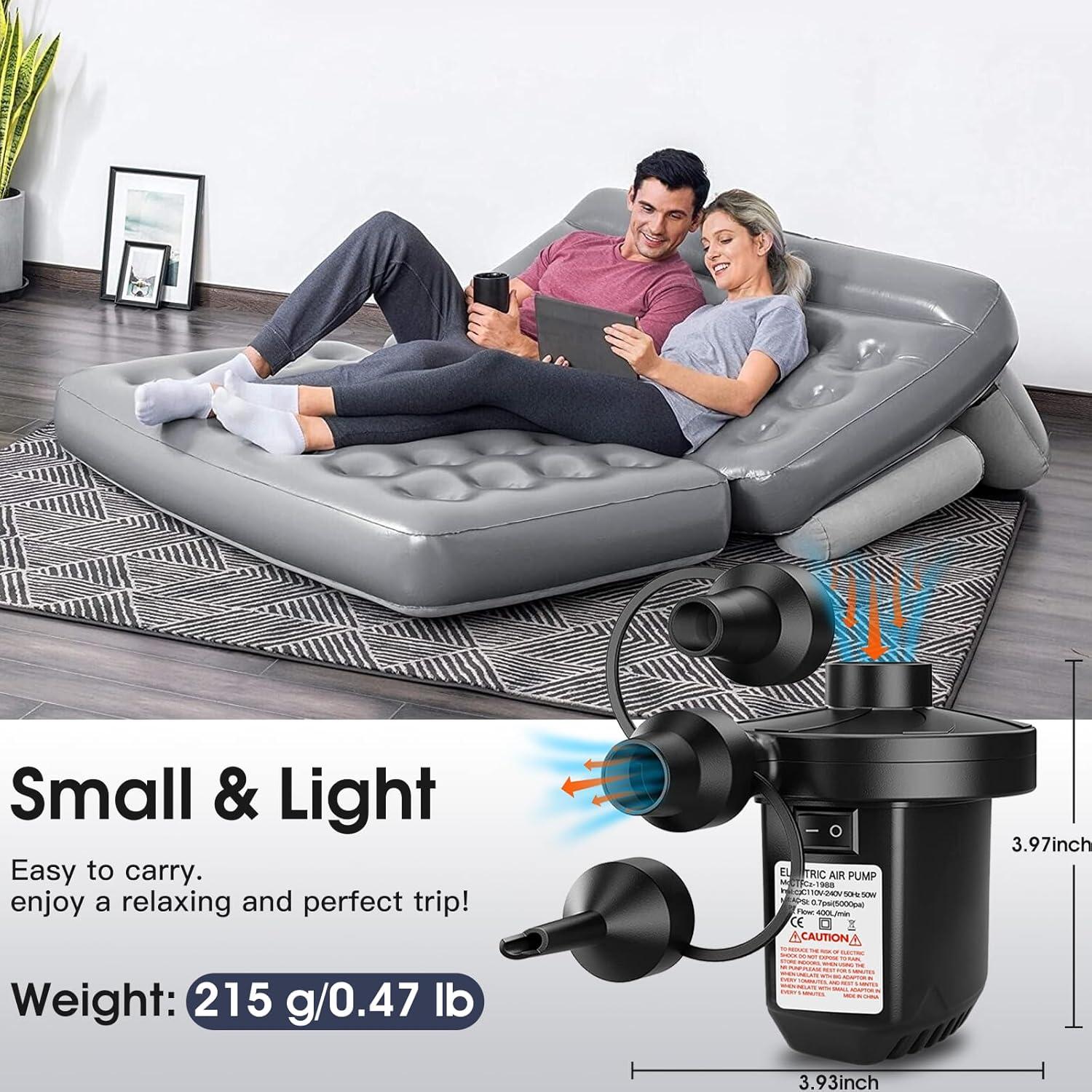 Bomba de Aire Eléctrica FunBy 400 LPM - Portátil con 3 Boquillas