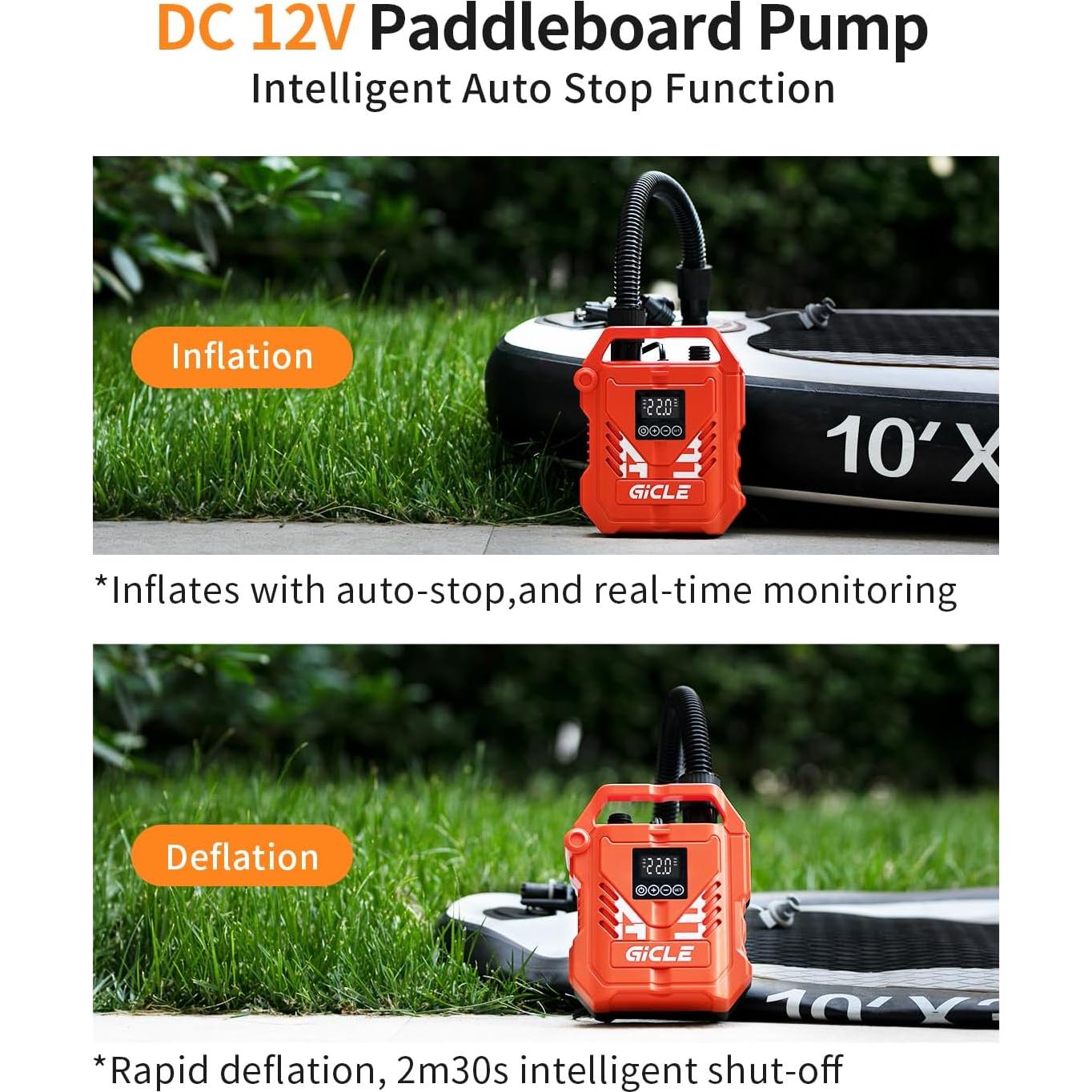 Bomba Eléctrica Portátil Gicle 883L 22PSI para Paddle Board