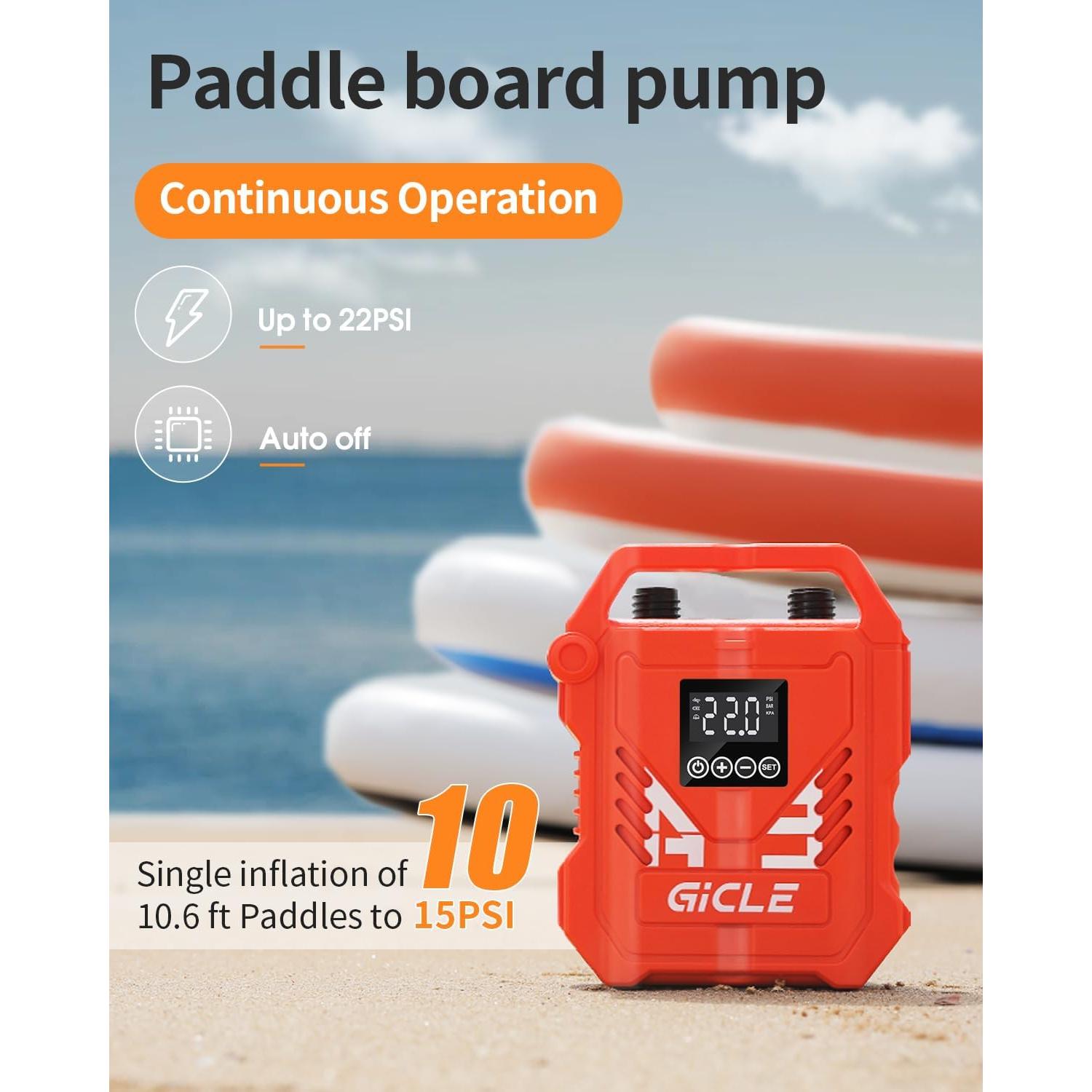 Bomba Eléctrica Portátil Gicle 883L 22PSI para Paddle Board