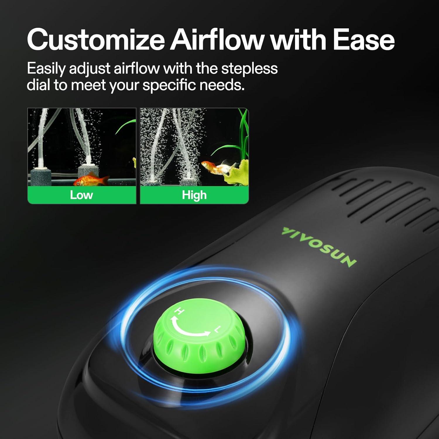 Kit de Bomba de Aire VIVOSUN 605 L/h para Acuarios 20-300 Gal