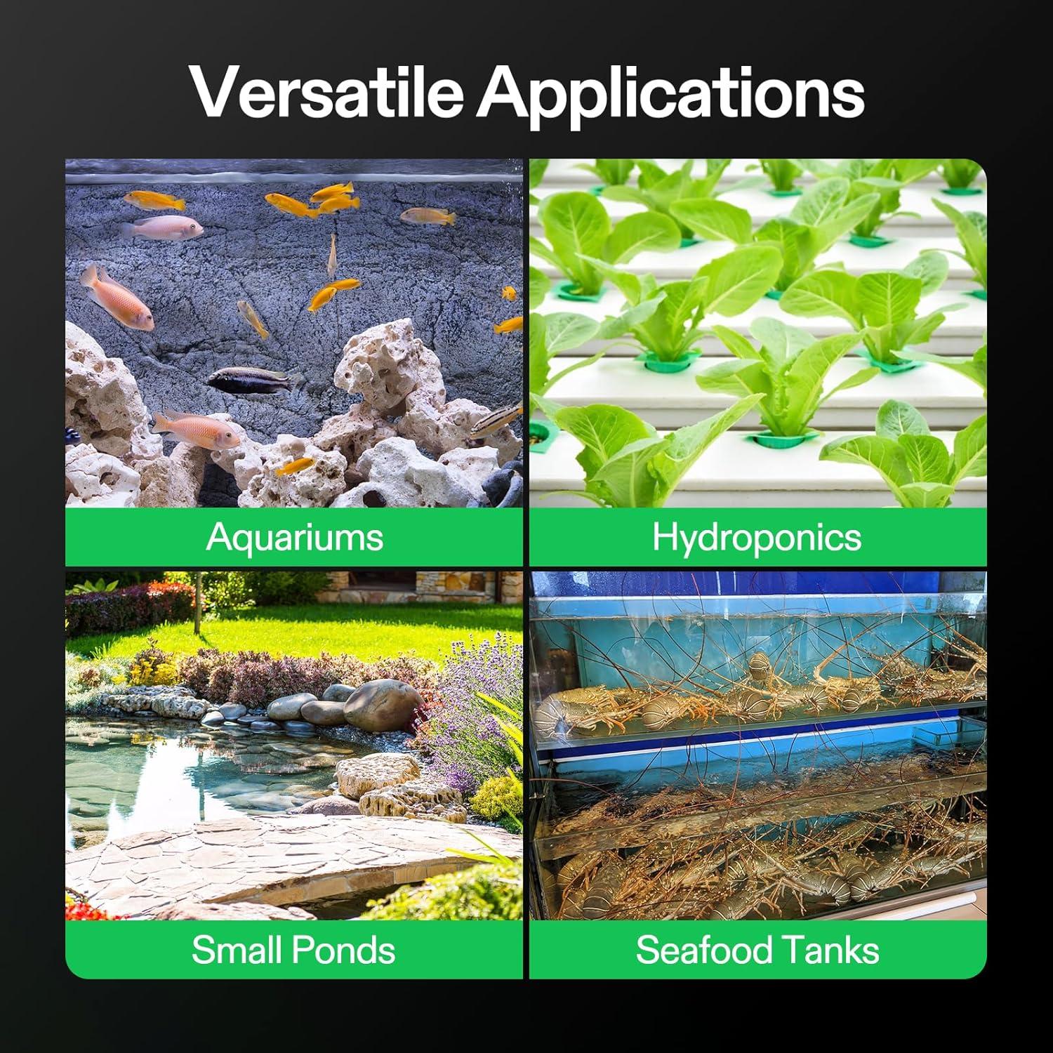 Kit de Bomba de Aire VIVOSUN 605 L/h para Acuarios 20-300 Gal