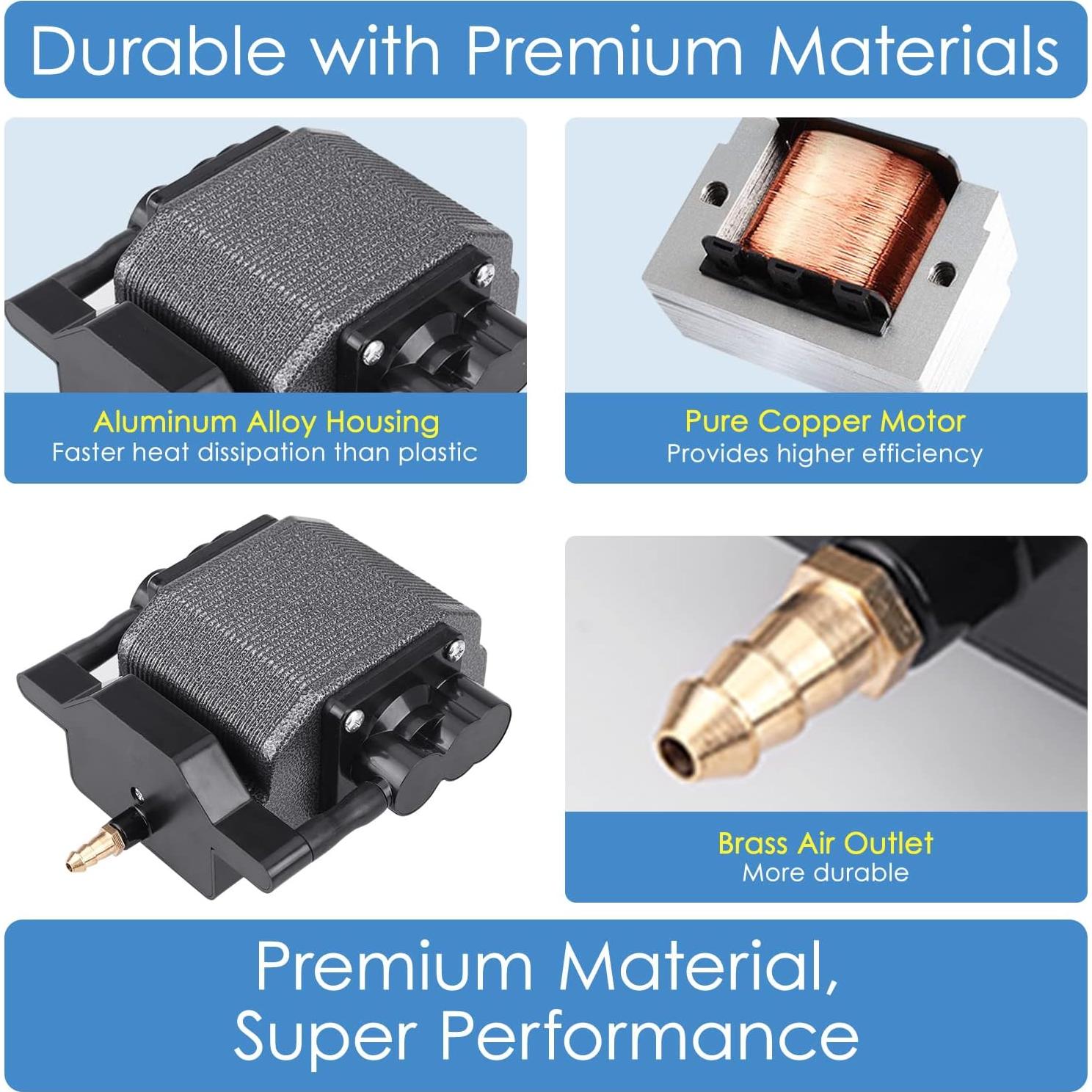 Bomba de Aire AquaMiracle 16W 475GPH Silenciosa Comercial