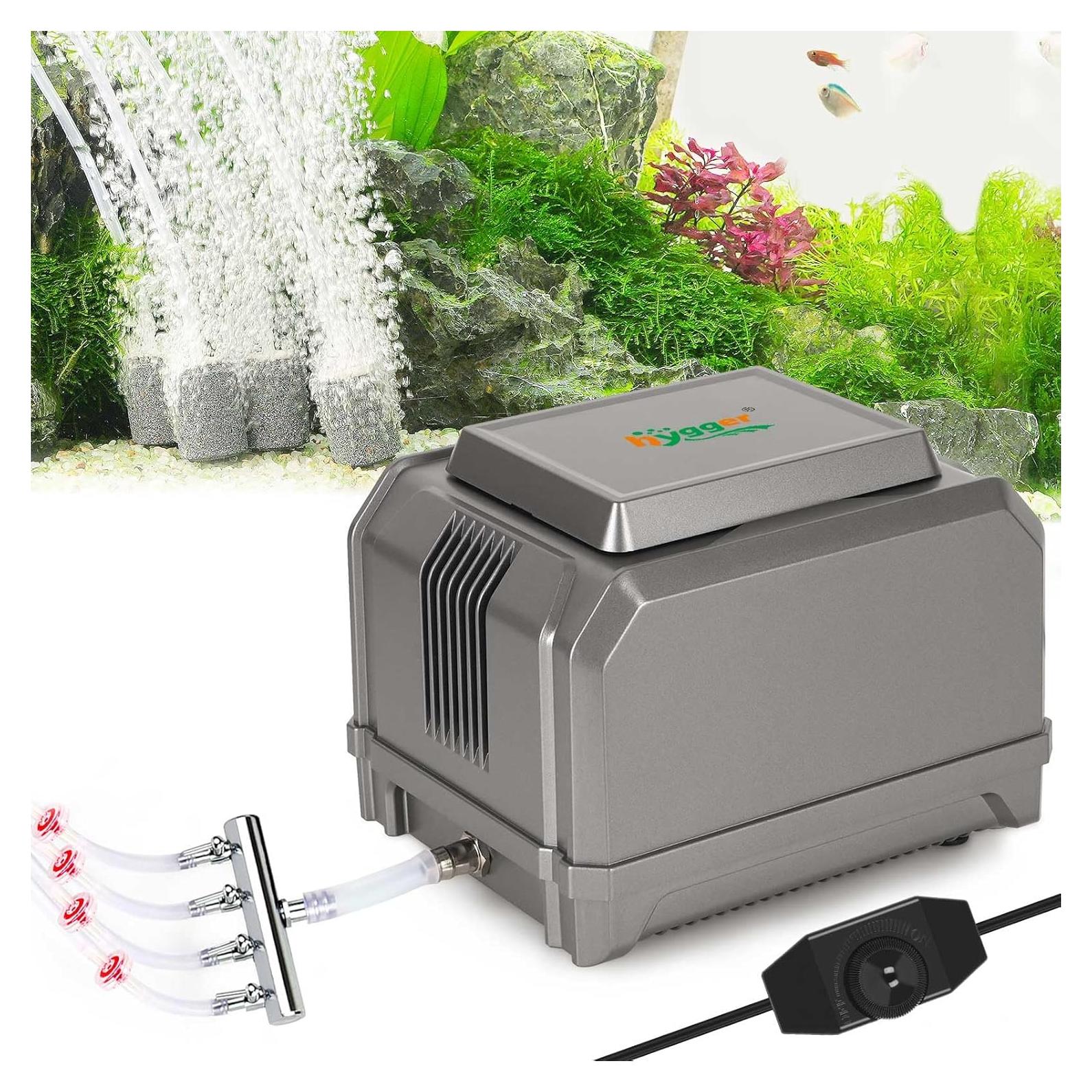 Bomba de aire para acuario Hygger 10W 870 L/h 4 salidas