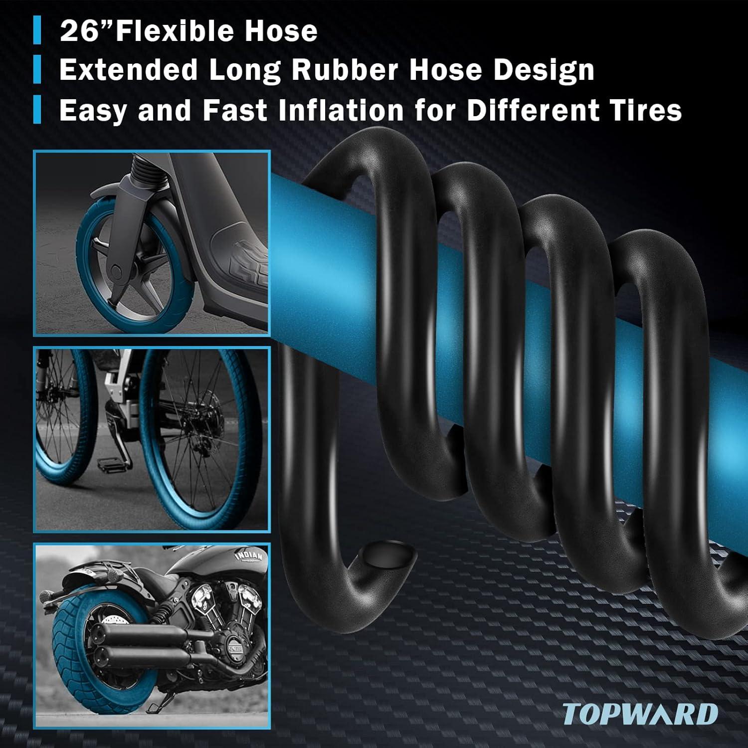 Bomba de Neumáticos Manual Topward para Bicicleta Azul