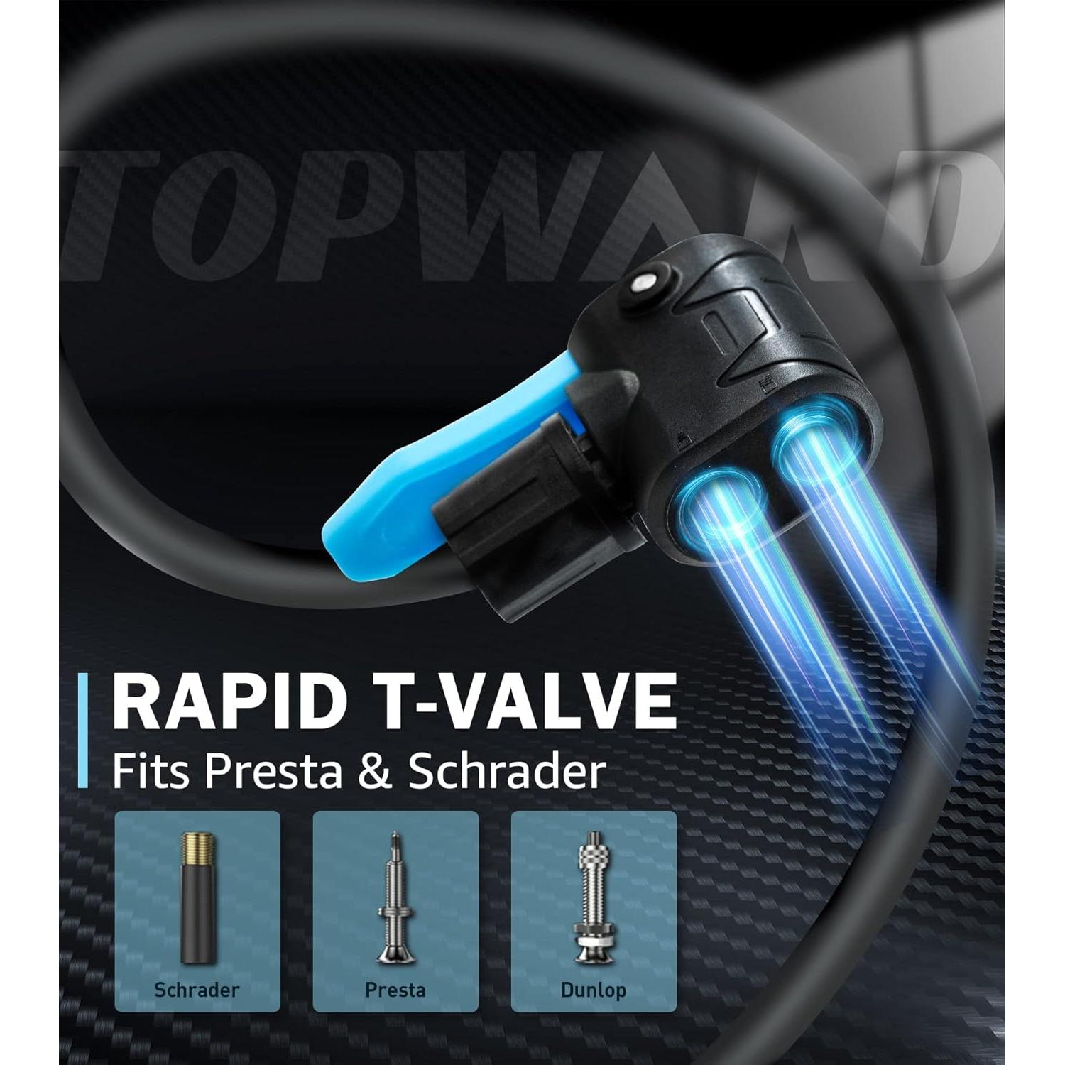 Bomba de Neumáticos Manual Topward para Bicicleta Azul