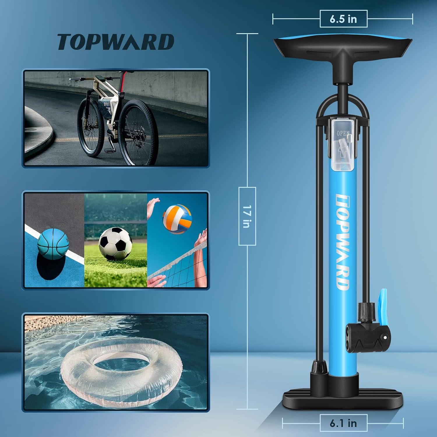 Bomba de Neumáticos Manual Topward para Bicicleta Azul