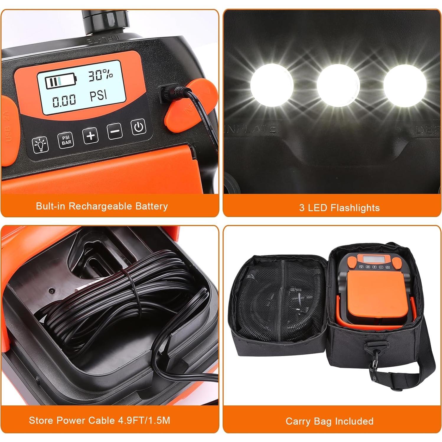 Bomba de Aire Eléctrica AGPTEK 16PSI 12V Recargable para SUP