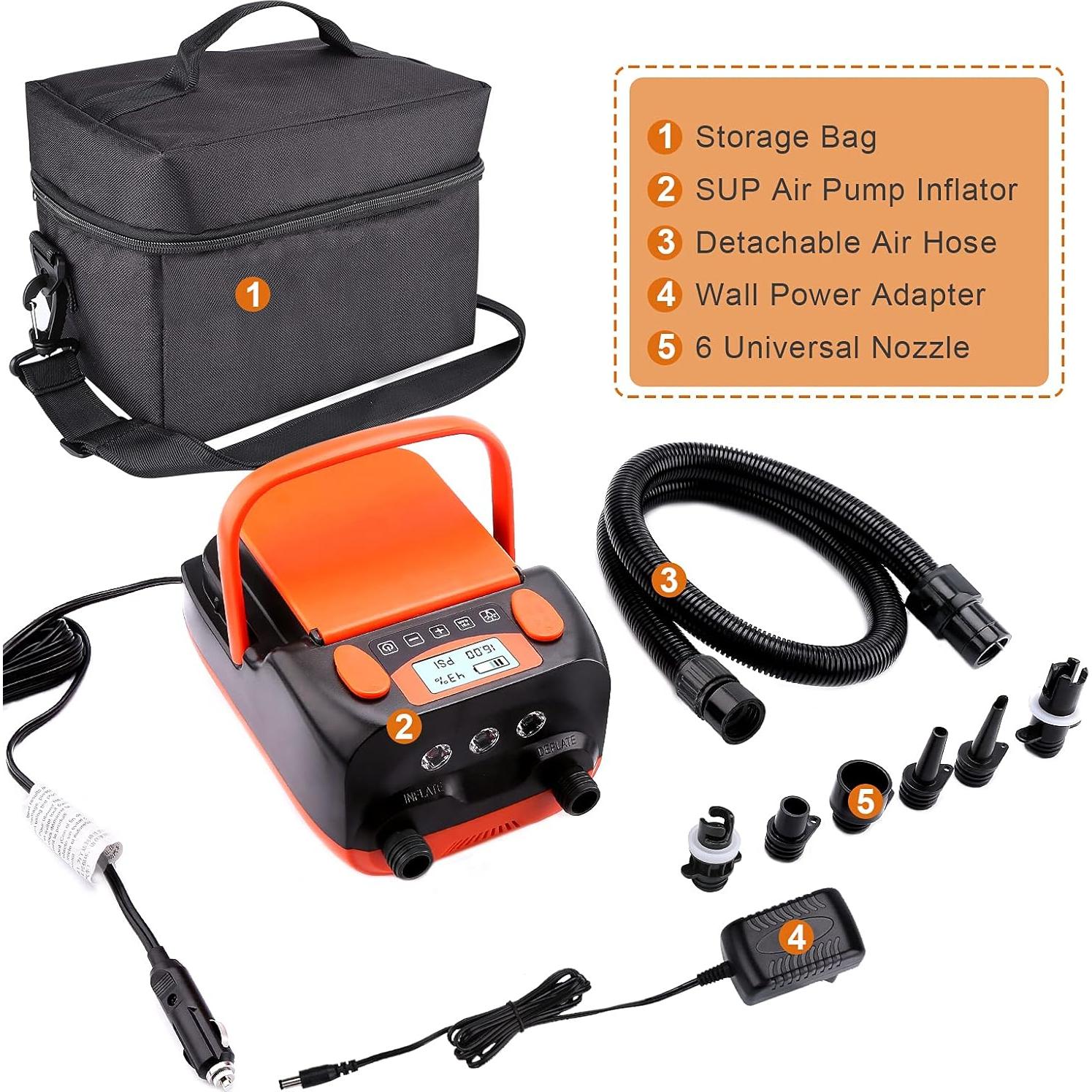 Bomba de Aire Eléctrica AGPTEK 16PSI 12V Recargable para SUP