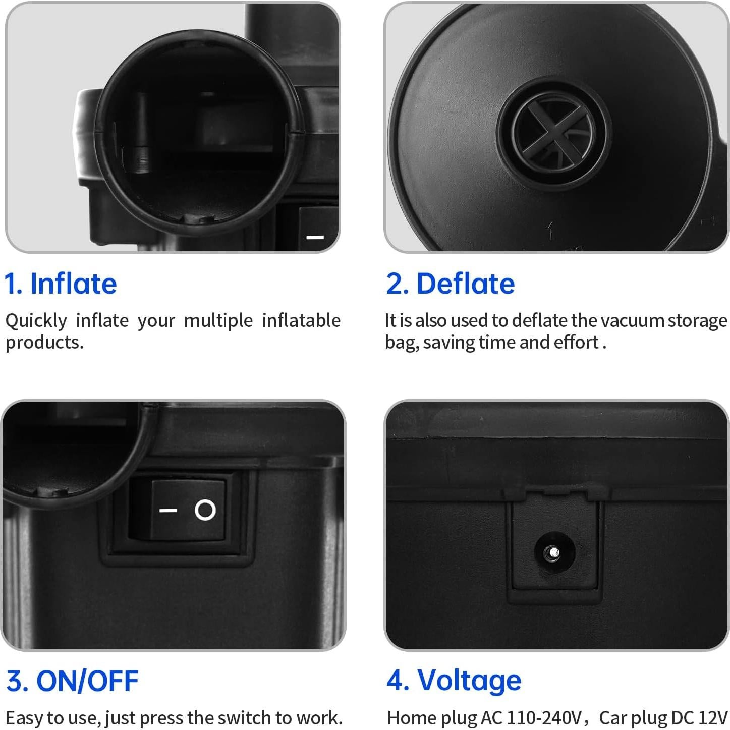 Bomba de aire eléctrica Jaokiy 420 LPM con 3 boquillas