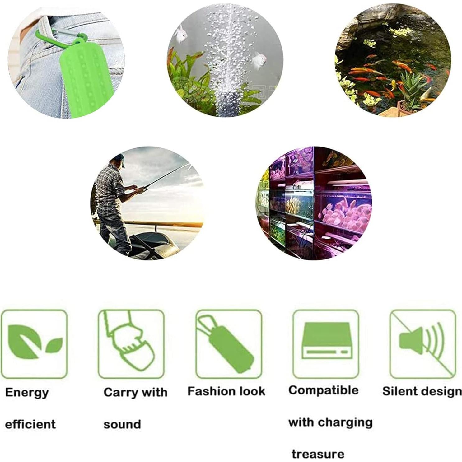 Bomba de Aire USB Yokosea para Acuario 49L Verde Silenciosa