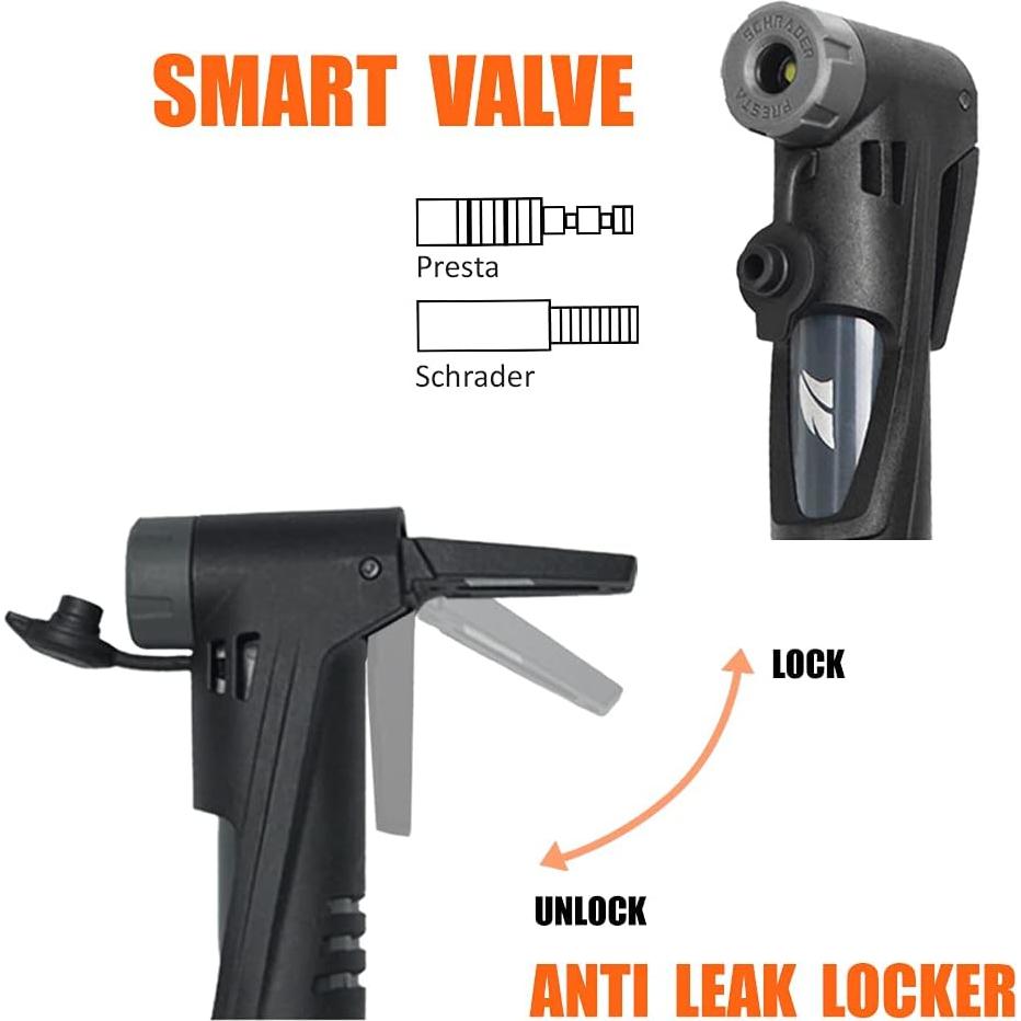 BV Mini Bomba de Bicicleta Portátil 120 PSI Válvula Inteligente