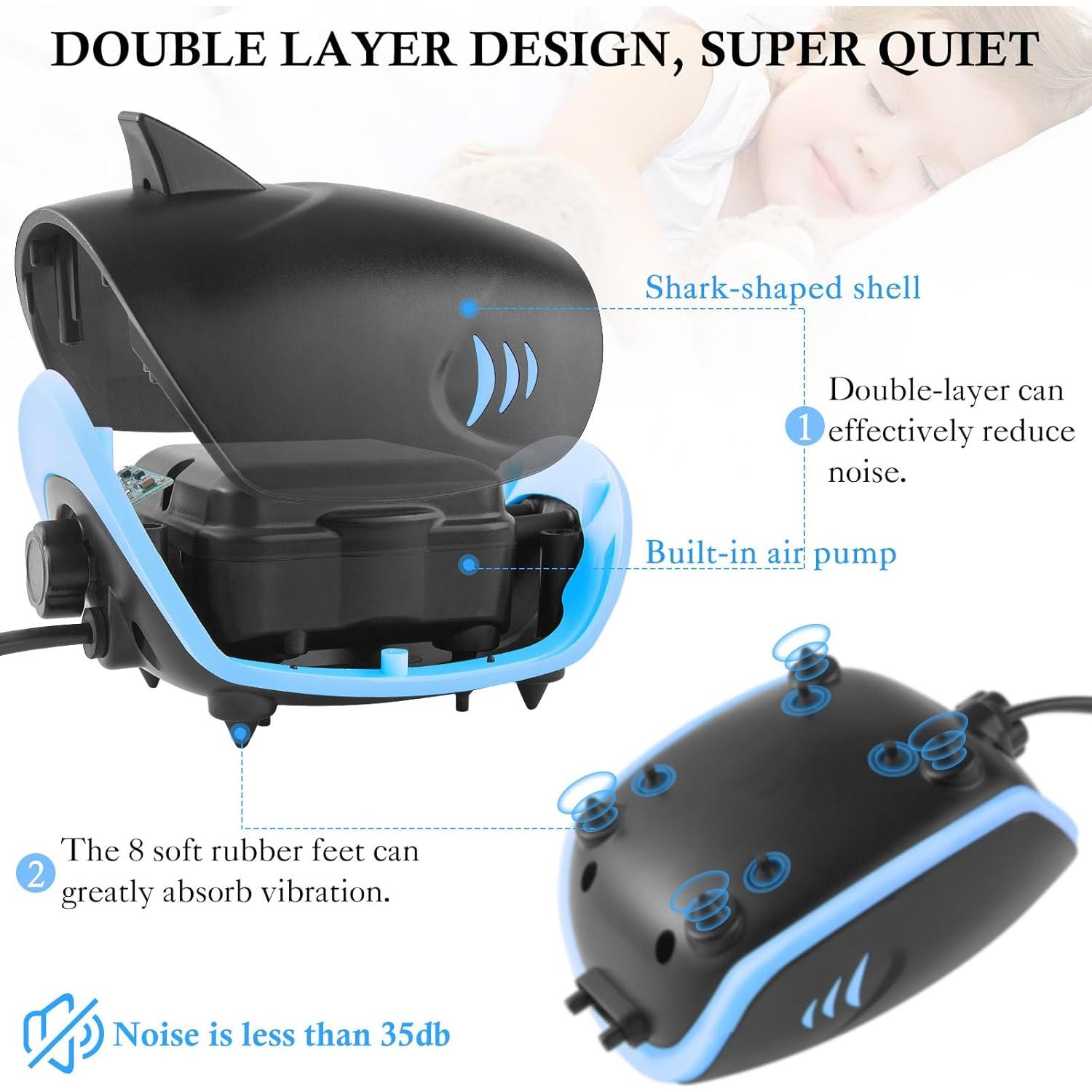 Bomba de Aire Silenciosa HITOP 3W para Acuario 300L