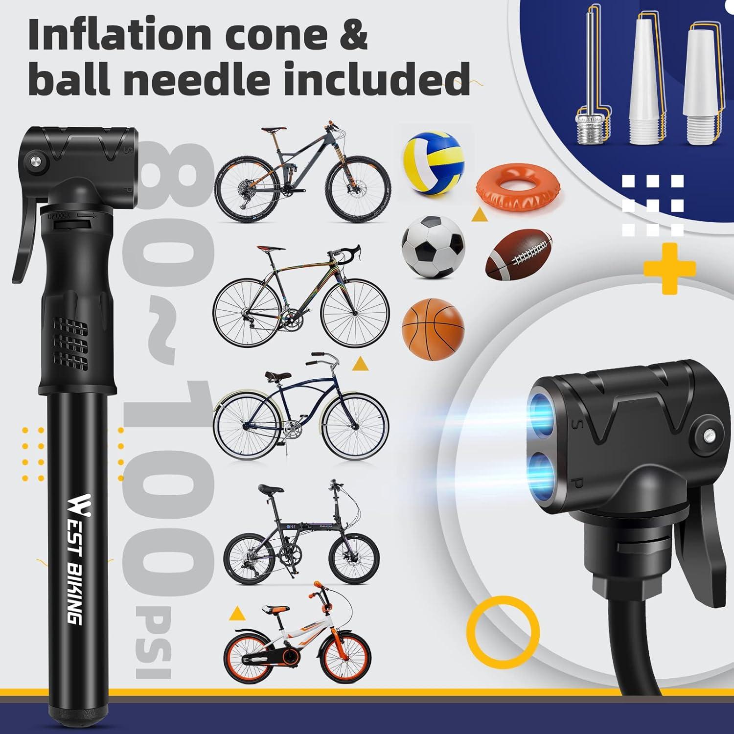 Mini Bomba de Bicicleta West Biking Aluminio 130g Presta Schrader