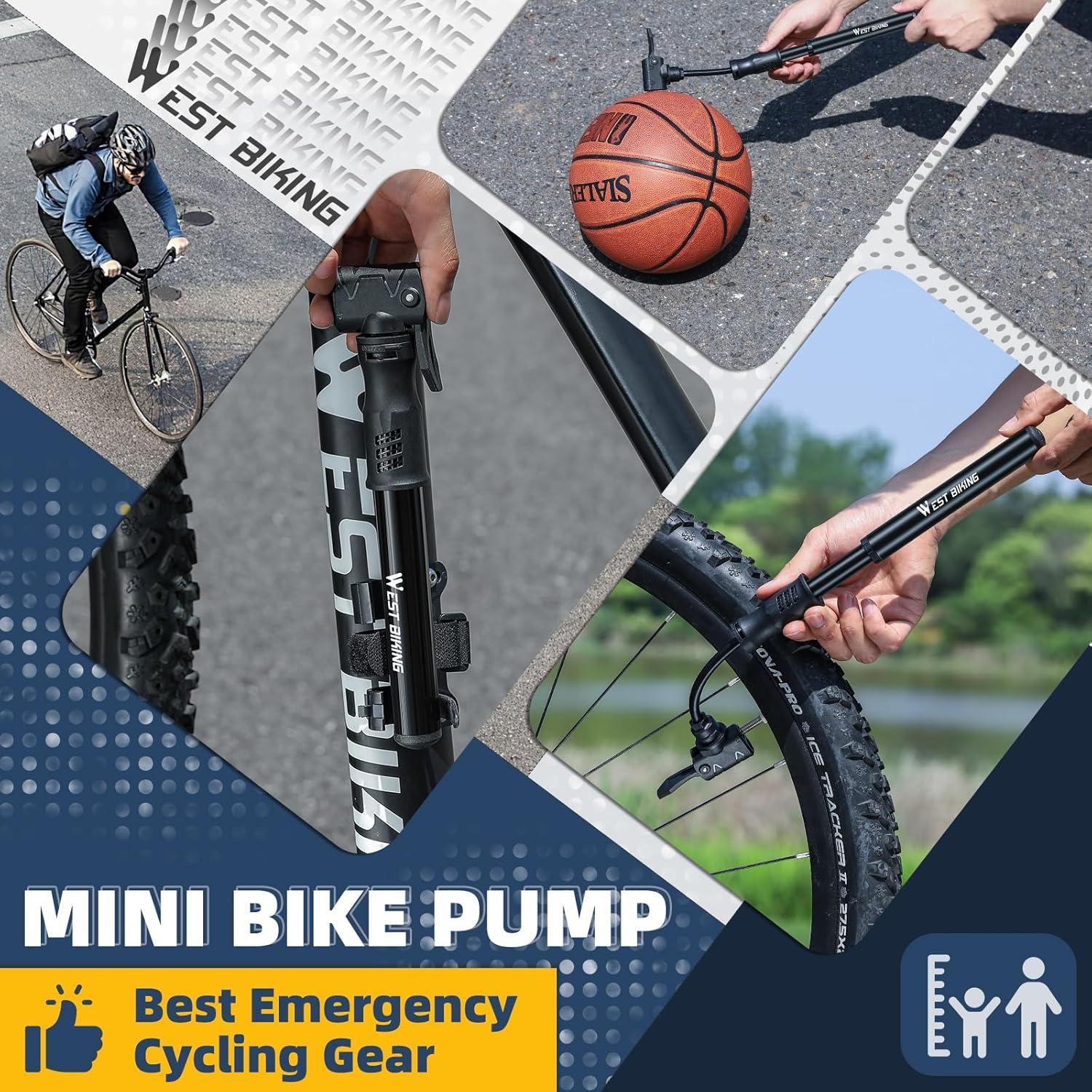 Mini Bomba de Bicicleta West Biking Aluminio 130g Presta Schrader