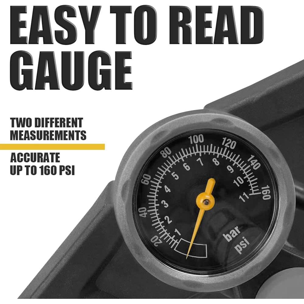 Bomba de Bicicleta BV Manual 0,91 kg 160 PSI Reversible Presta Schrader