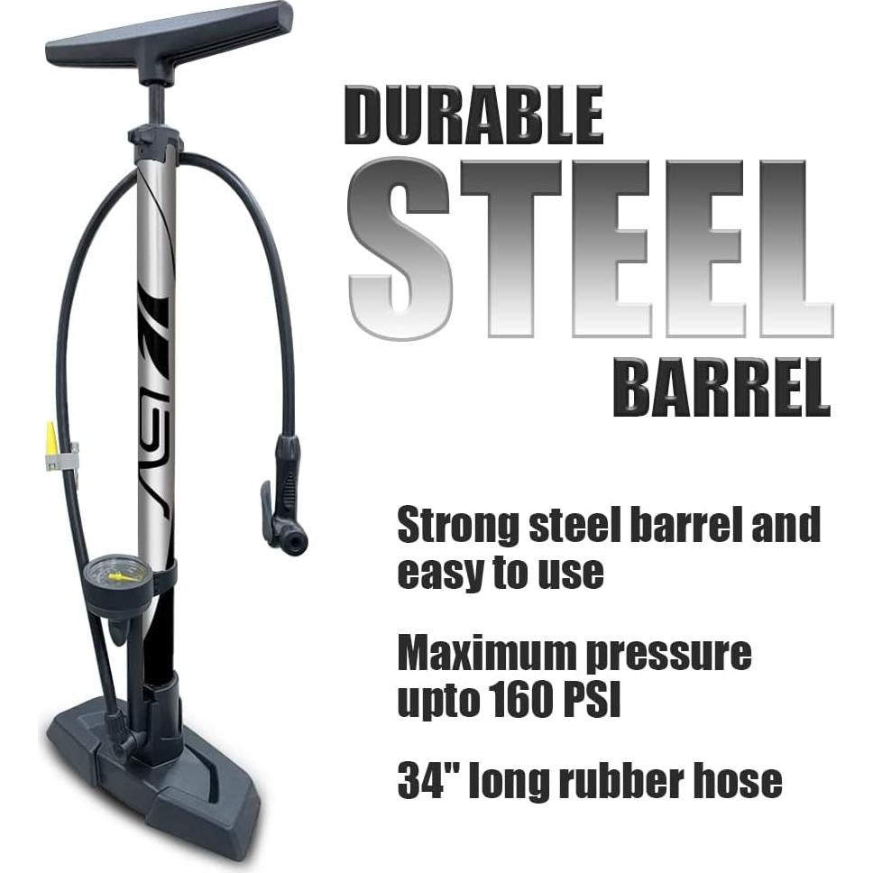 Bomba de Bicicleta BV Manual 0,91 kg 160 PSI Reversible Presta Schrader