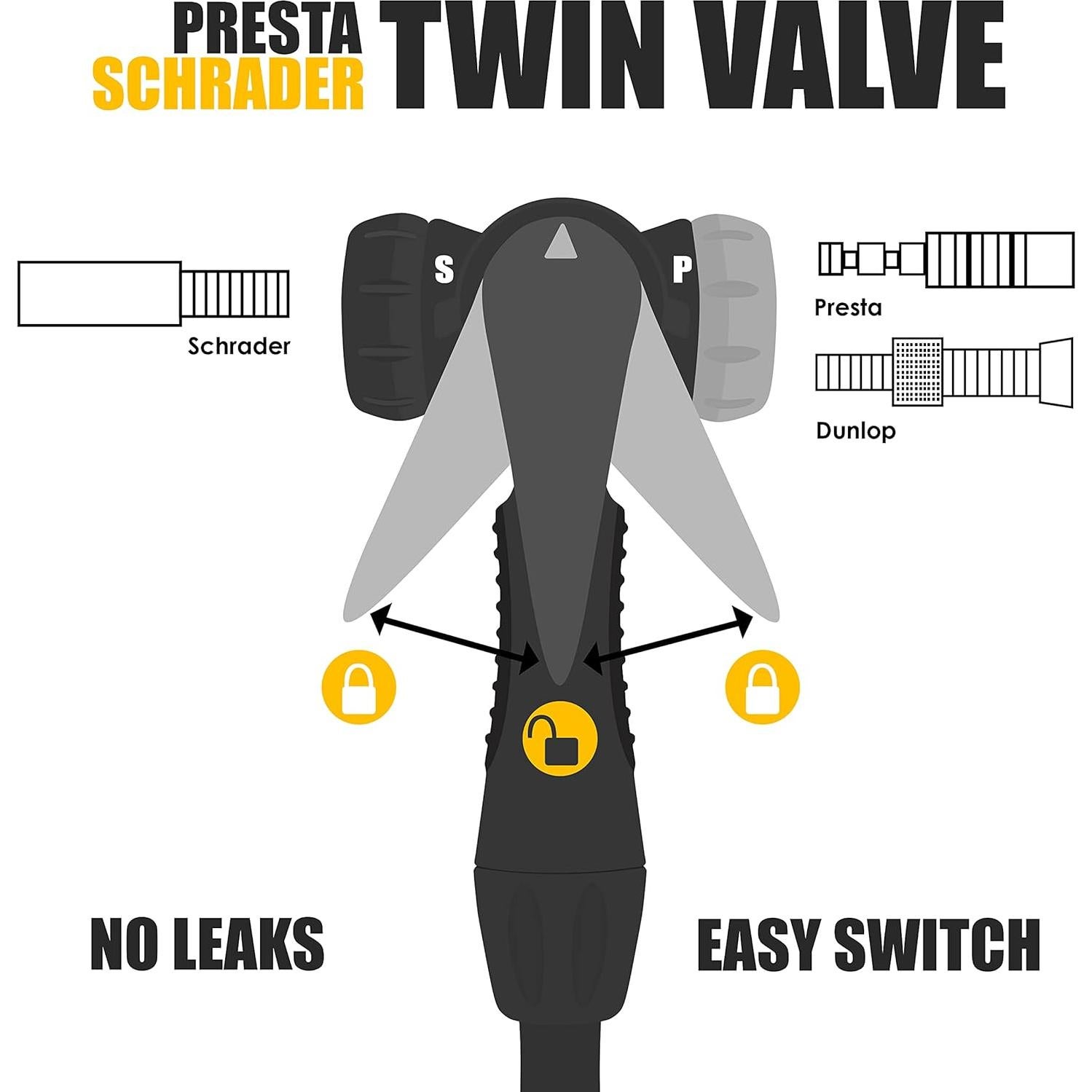 Bomba de Bicicleta BV Manual 0,91 kg 160 PSI Reversible Presta Schrader