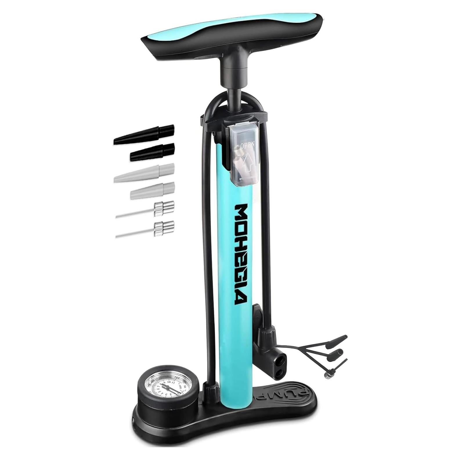 Bomba de Pie MOHEGIA con Manómetro 160 PSI para Bicicleta