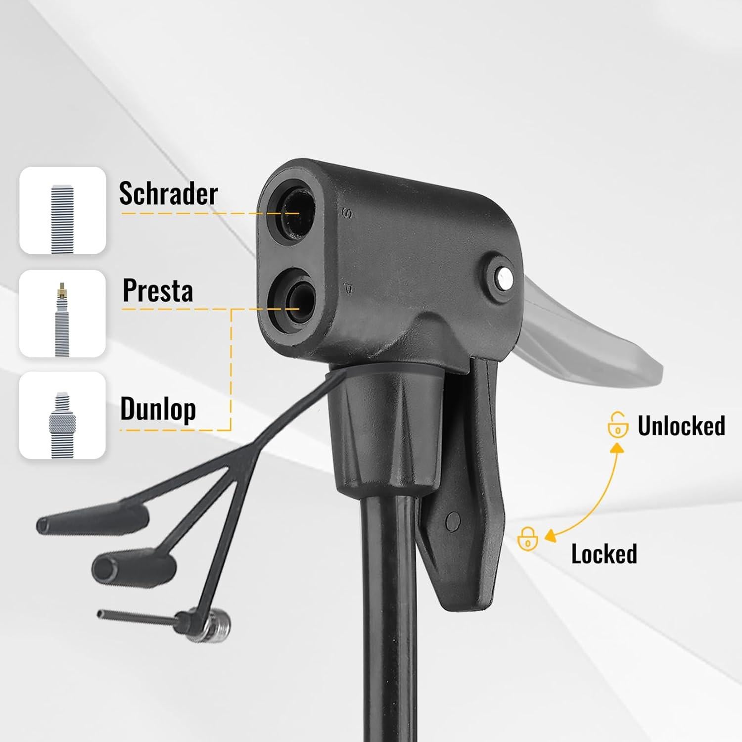 Bomba de Pie MOHEGIA con Manómetro 160 PSI para Bicicleta