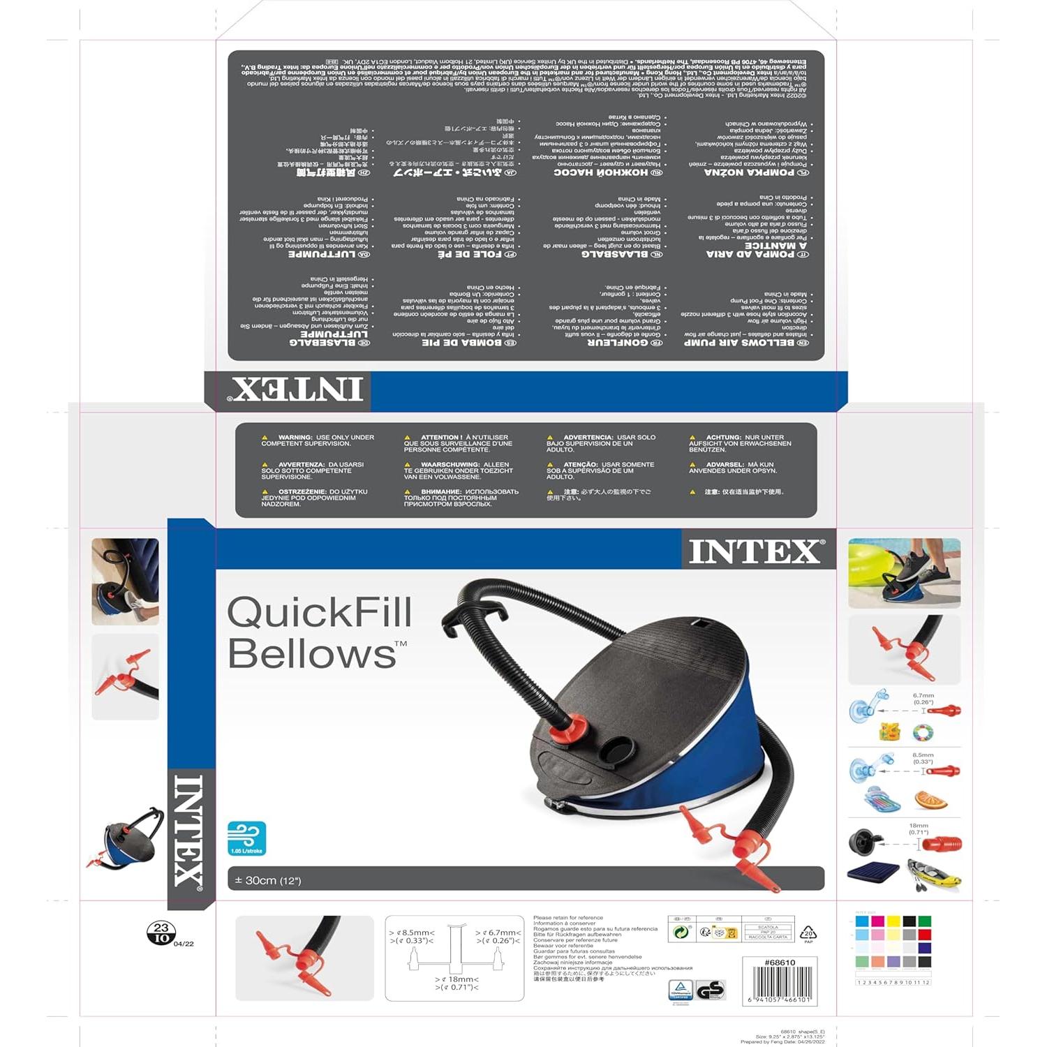 Bomba de Pie Manual Intex 30cm - Inflador de Flotadores