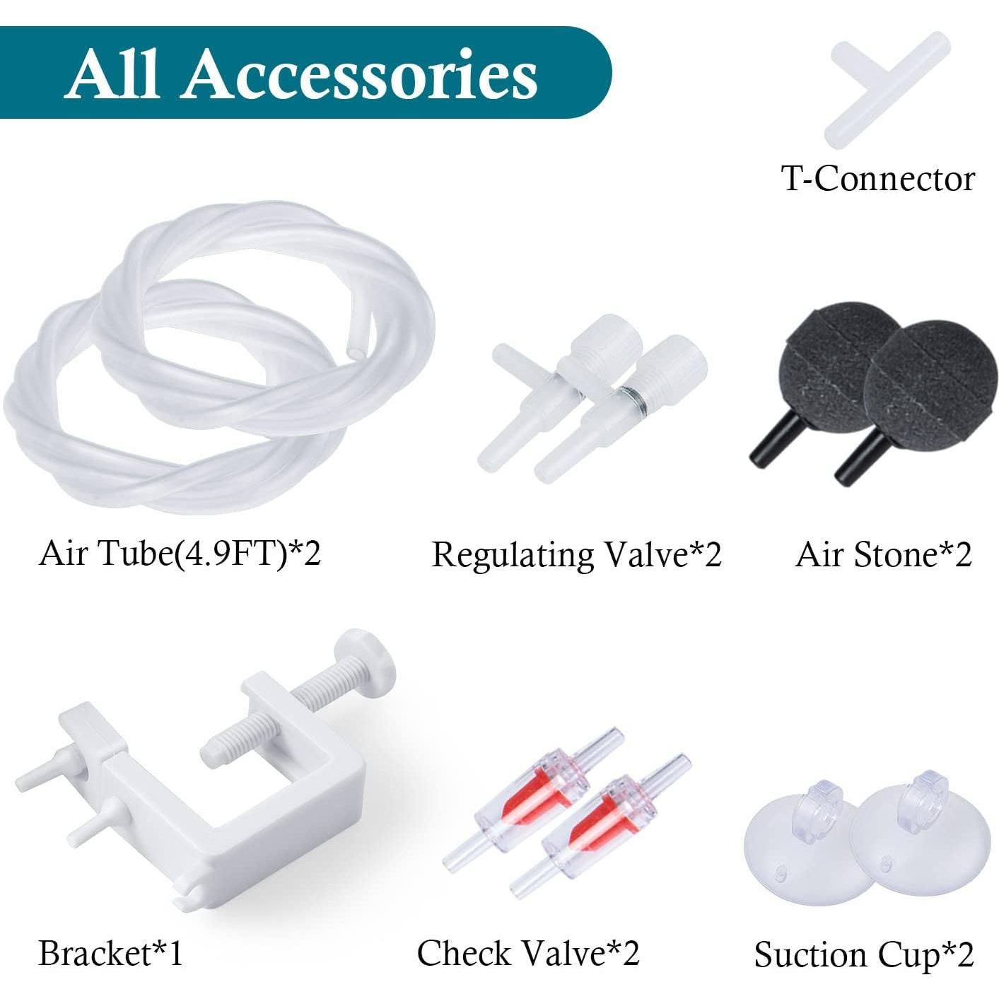 Bomba de Aire Mini Acuario FEDOUR 48GPH Ultra Silenciosa