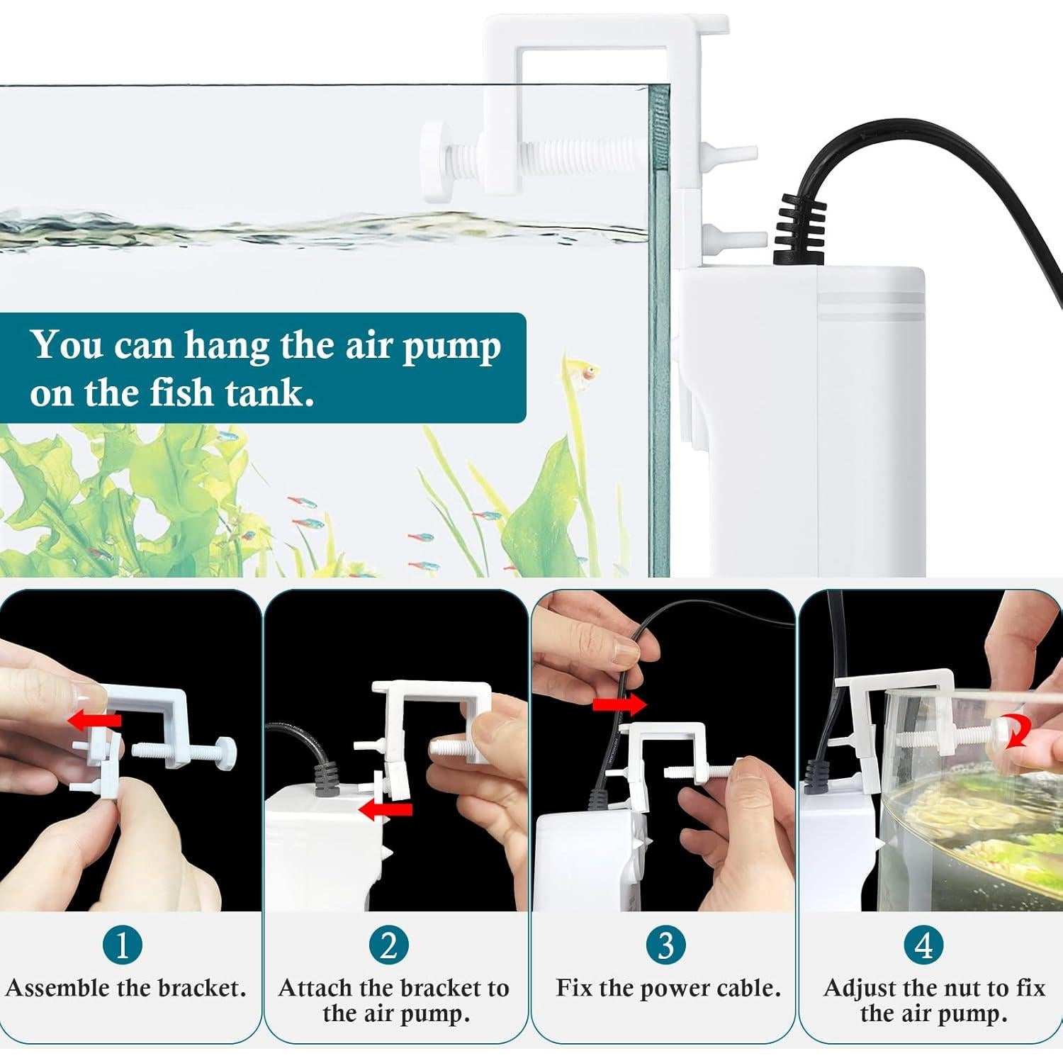 Bomba de Aire Mini Acuario FEDOUR 48GPH Ultra Silenciosa