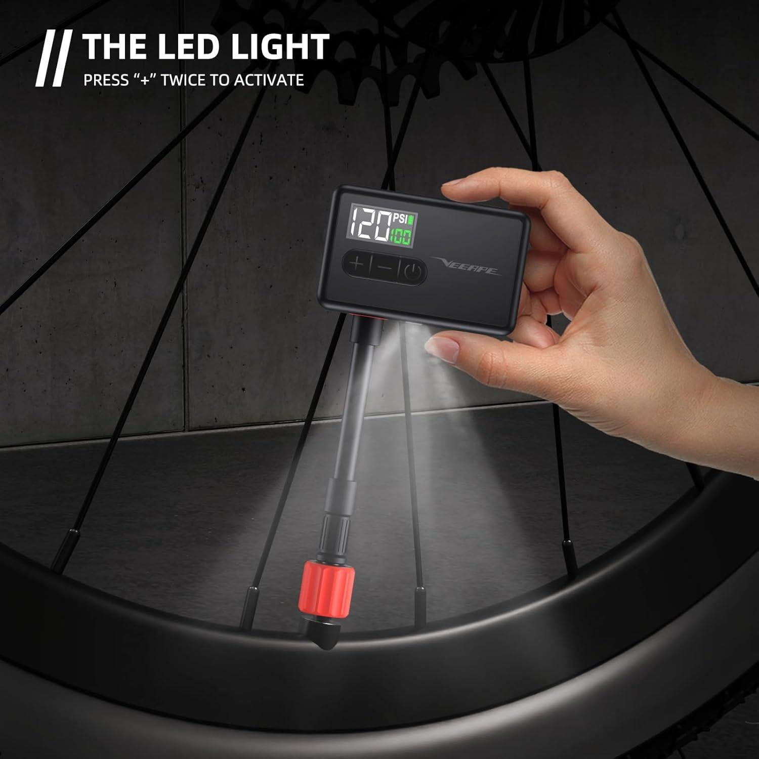 Bomba de Aire Eléctrica VEEAPE Mini 120 PSI para Bicicleta