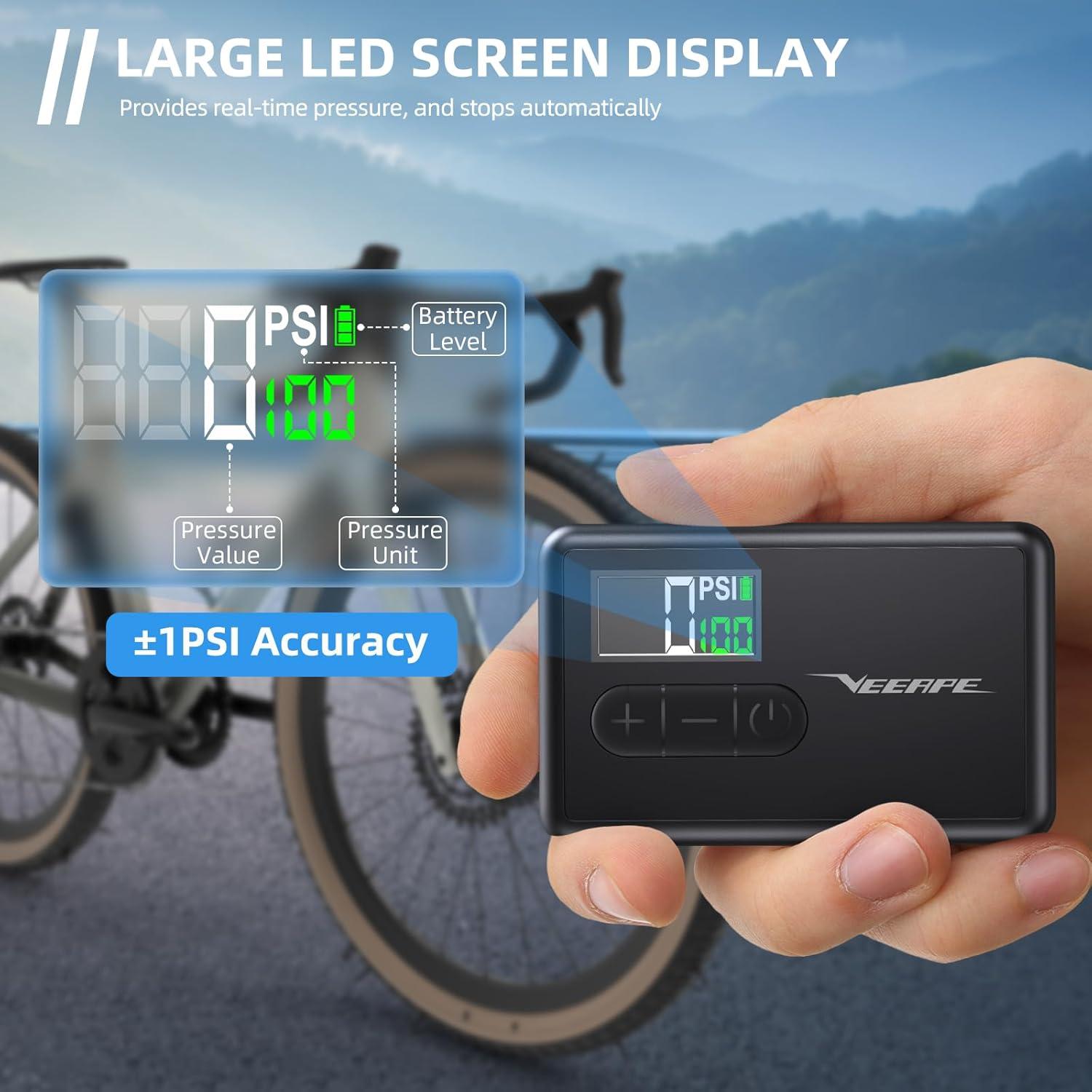 Bomba de Aire Eléctrica VEEAPE Mini 120 PSI para Bicicleta