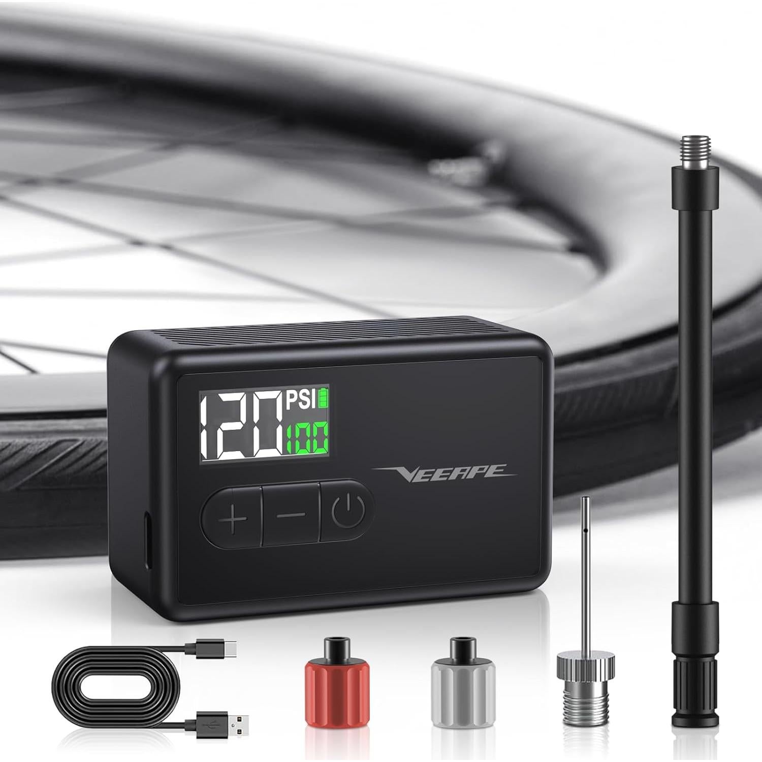 Bomba de Aire Eléctrica VEEAPE Mini 120 PSI para Bicicleta