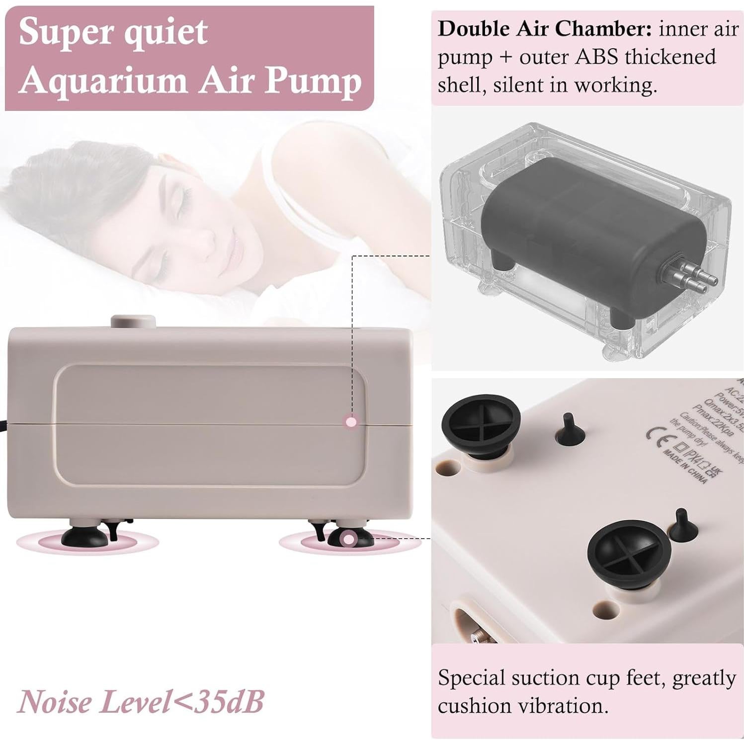 Bomba de Aire HITOP 7W 150GPH para Acuario 50-300 Galones