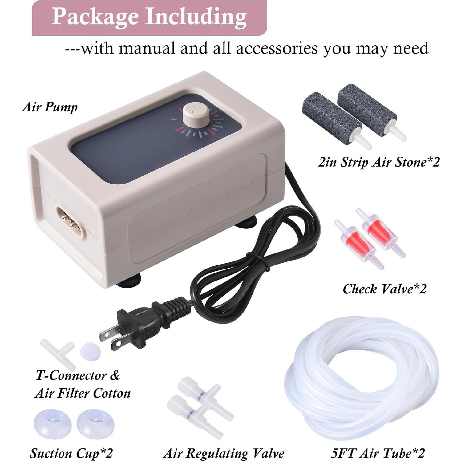 Bomba de Aire HITOP 7W 150GPH para Acuario 50-300 Galones