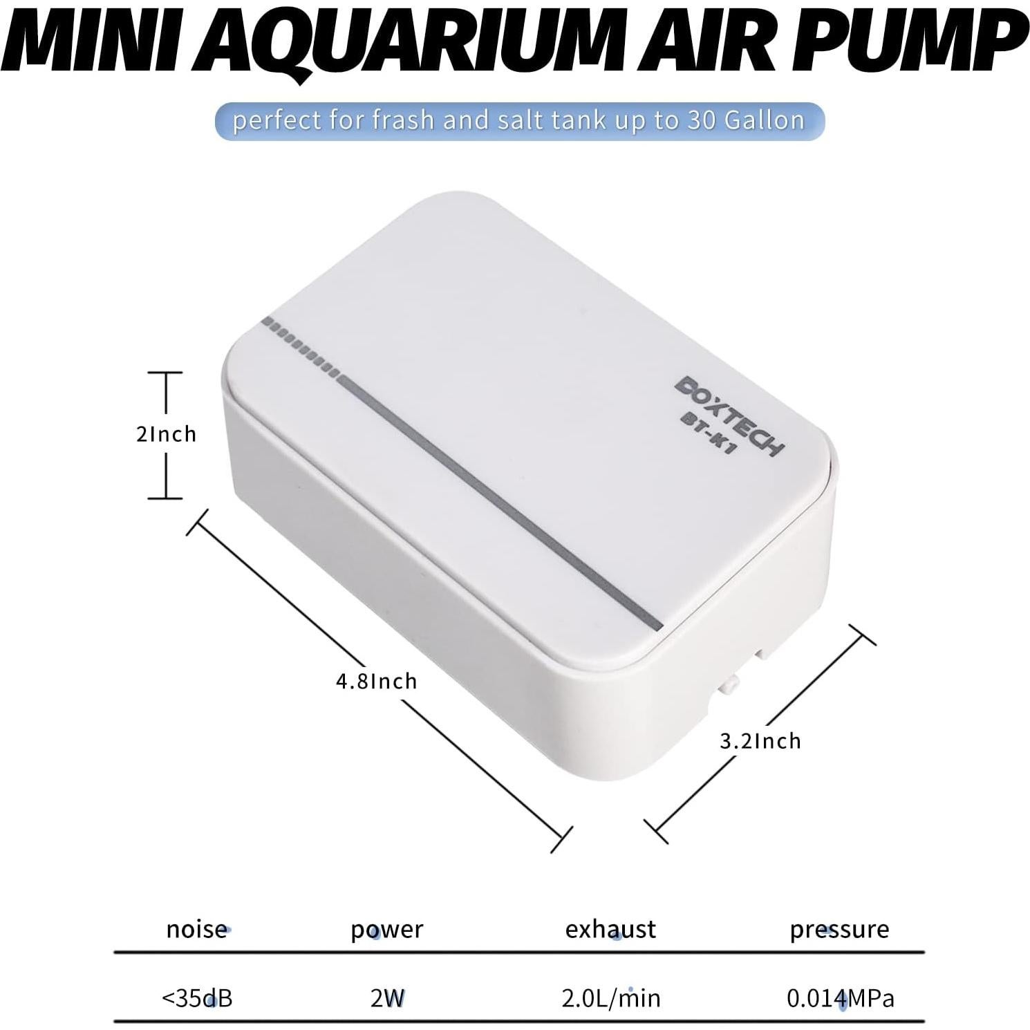 Bomba de Aire Boxtech Ultra-Silenciosa para Acuarios 3-30 Gal