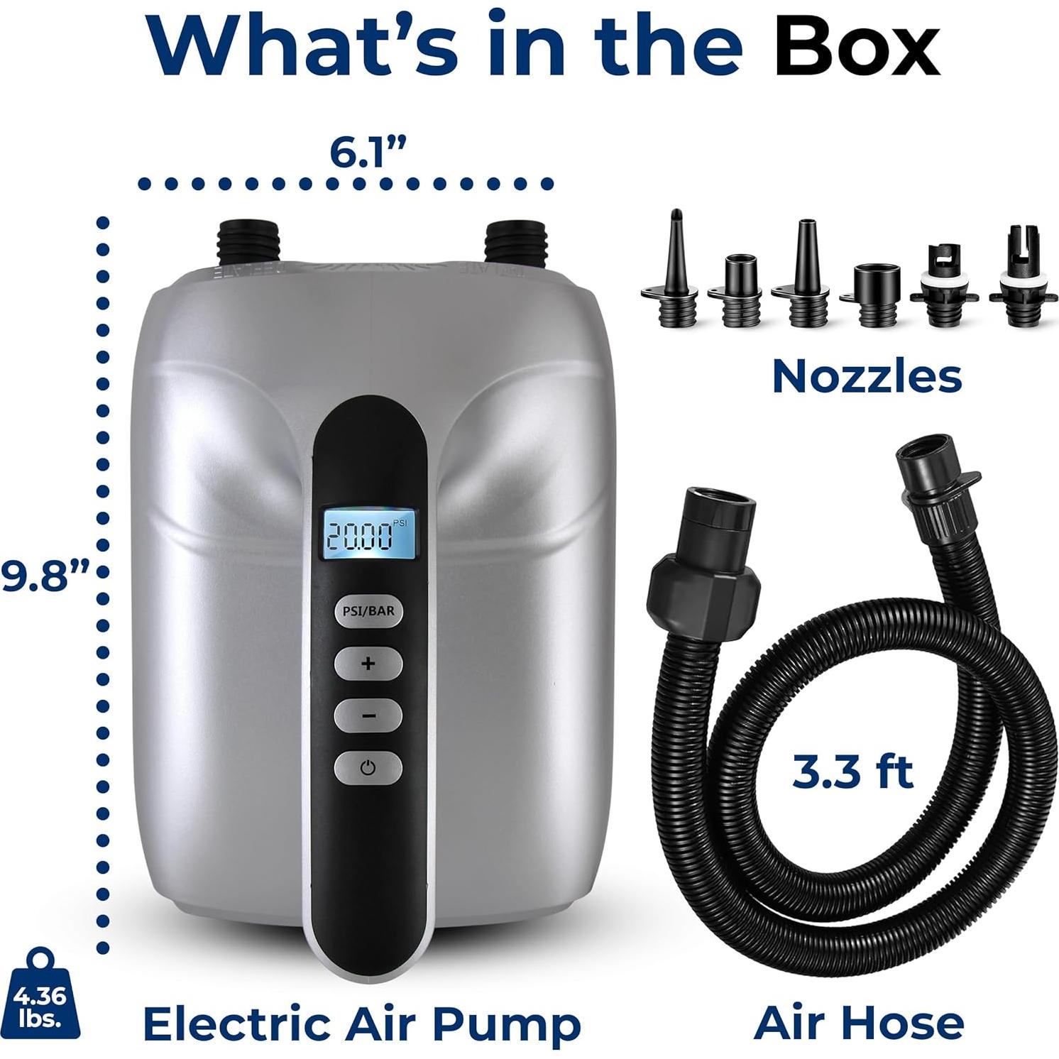 Bomba Eléctrica SereneLife 20 PSI para Paddle Board y Kayak