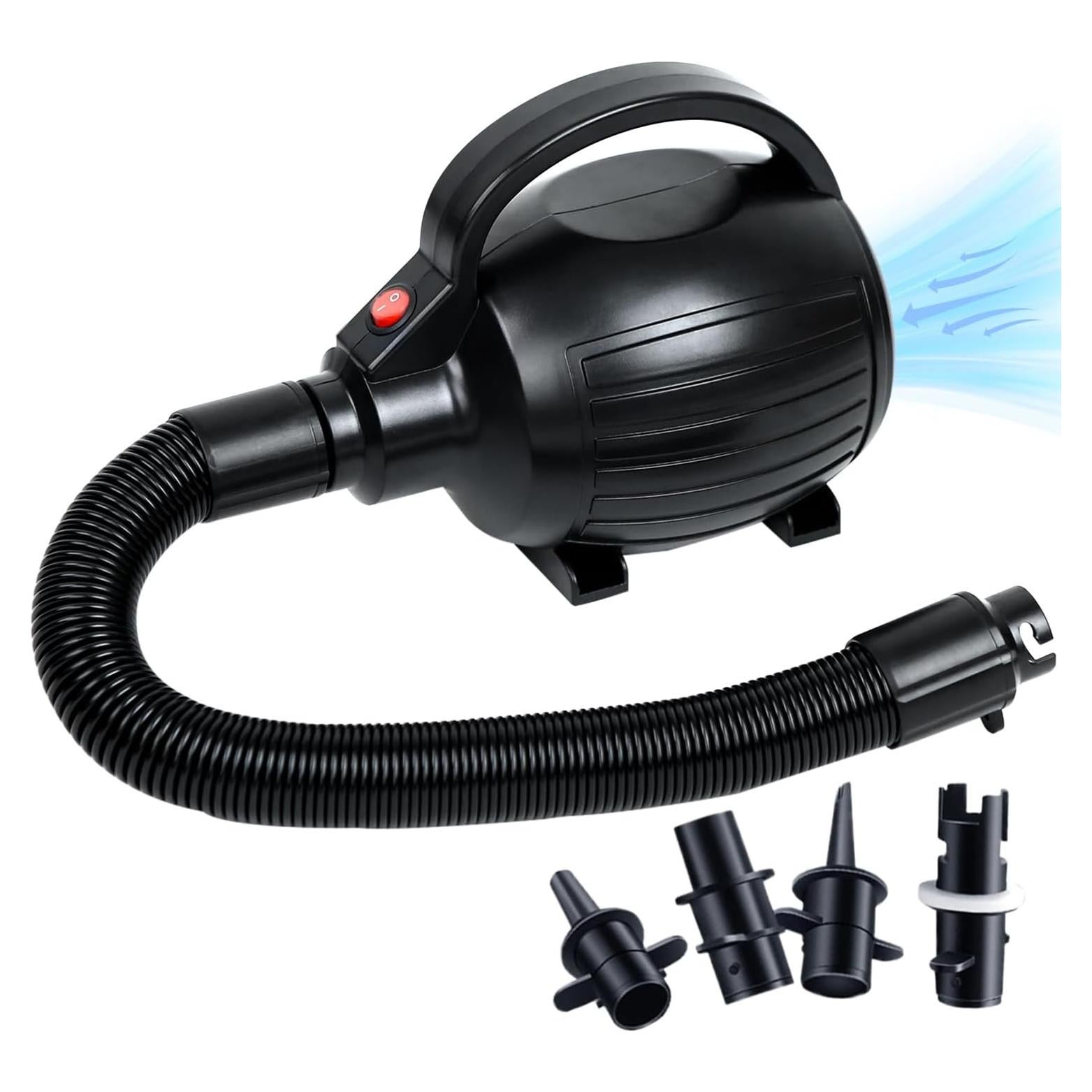 Portable Electric Air Pump 600W Fast Inflation Pump with Hose 4 Nozzles 110-120V AC Air Pump for Air Mats Inflatable Mats Gymnastics Mats Pool Toys